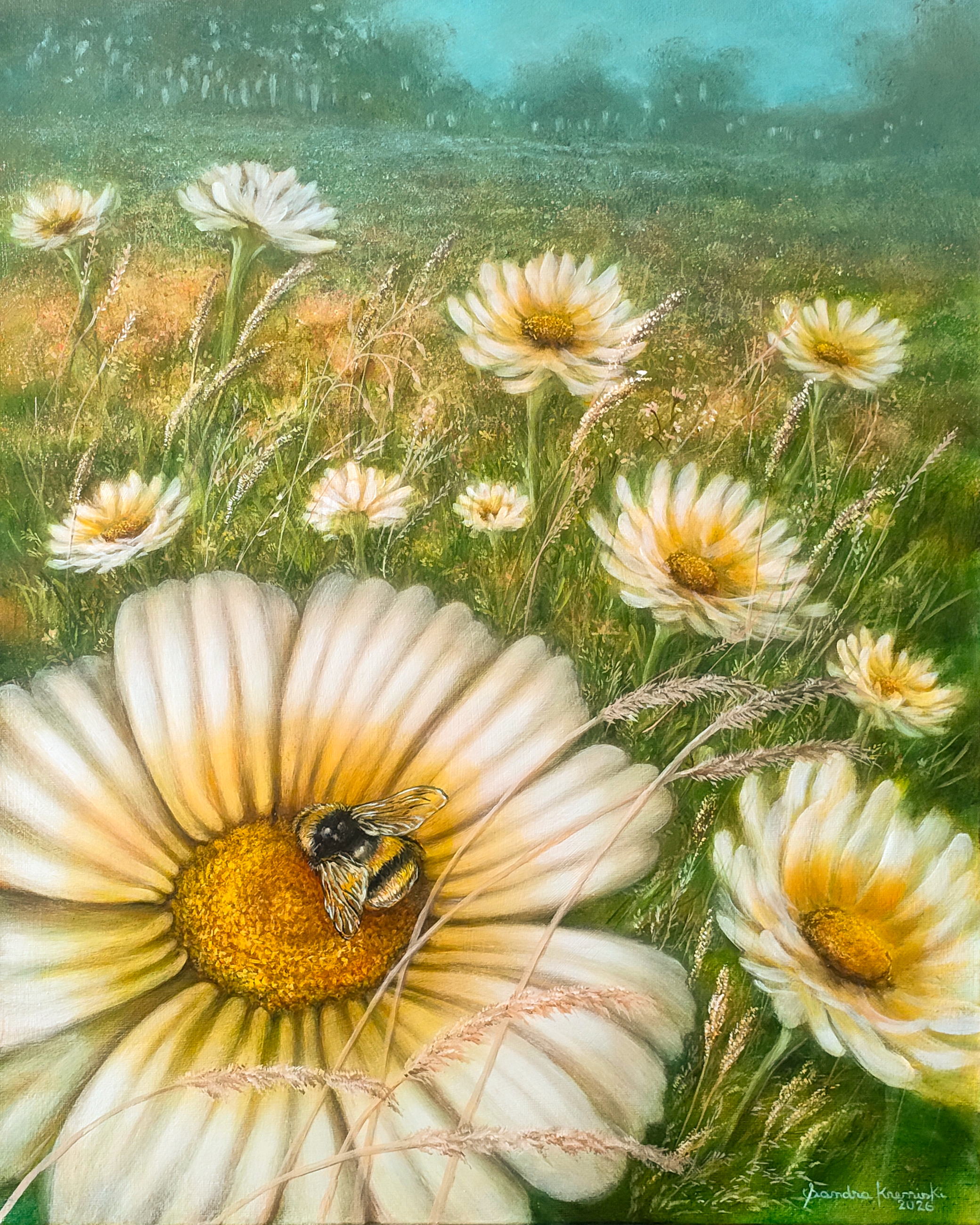 Shungiku Blooms – Summer Gathering 16X20 inches original artwork