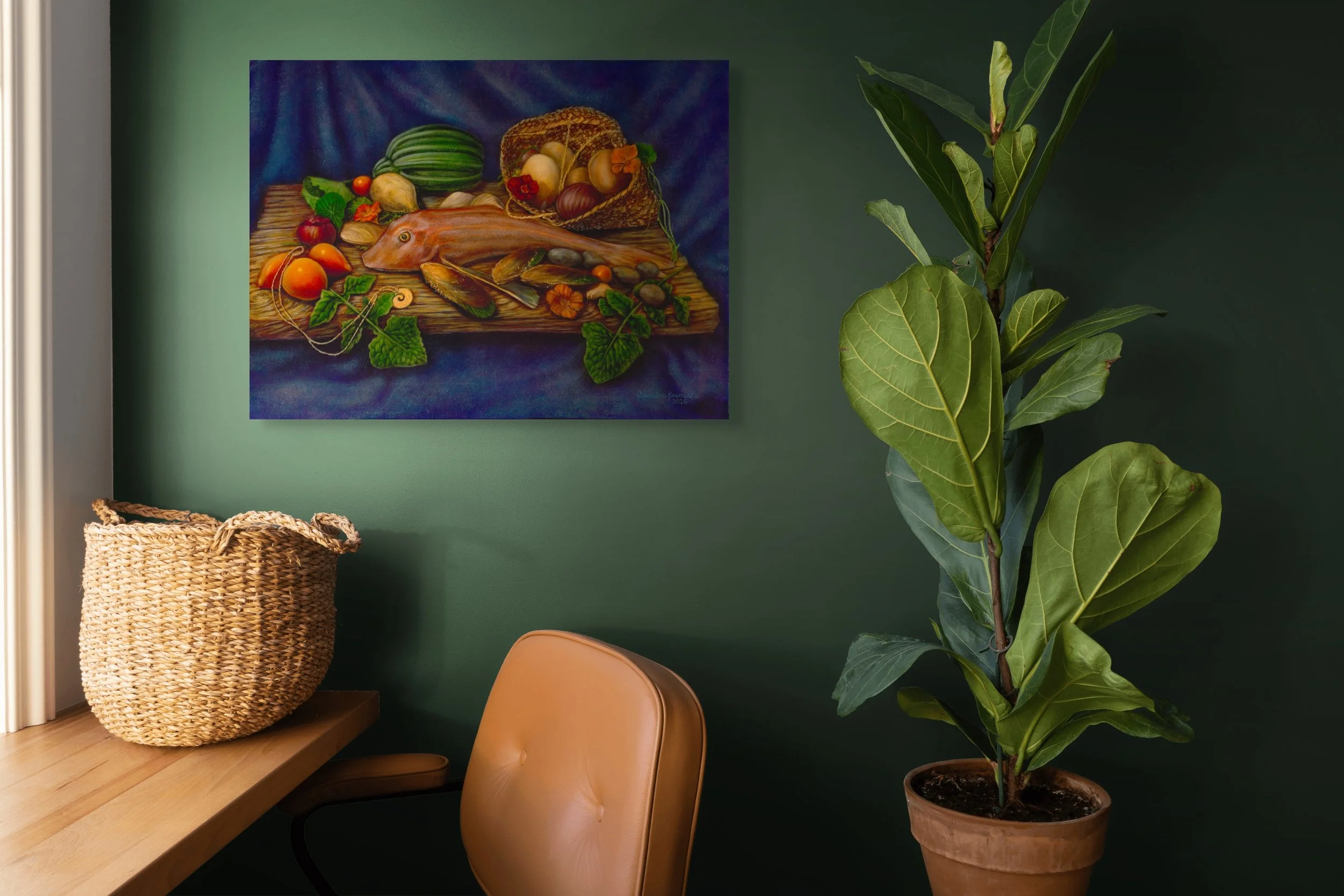 Harvest Table with Gurnard – original artwork