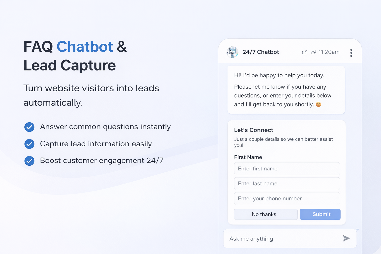 24/7 Website Assistant and Automated Lead Intake