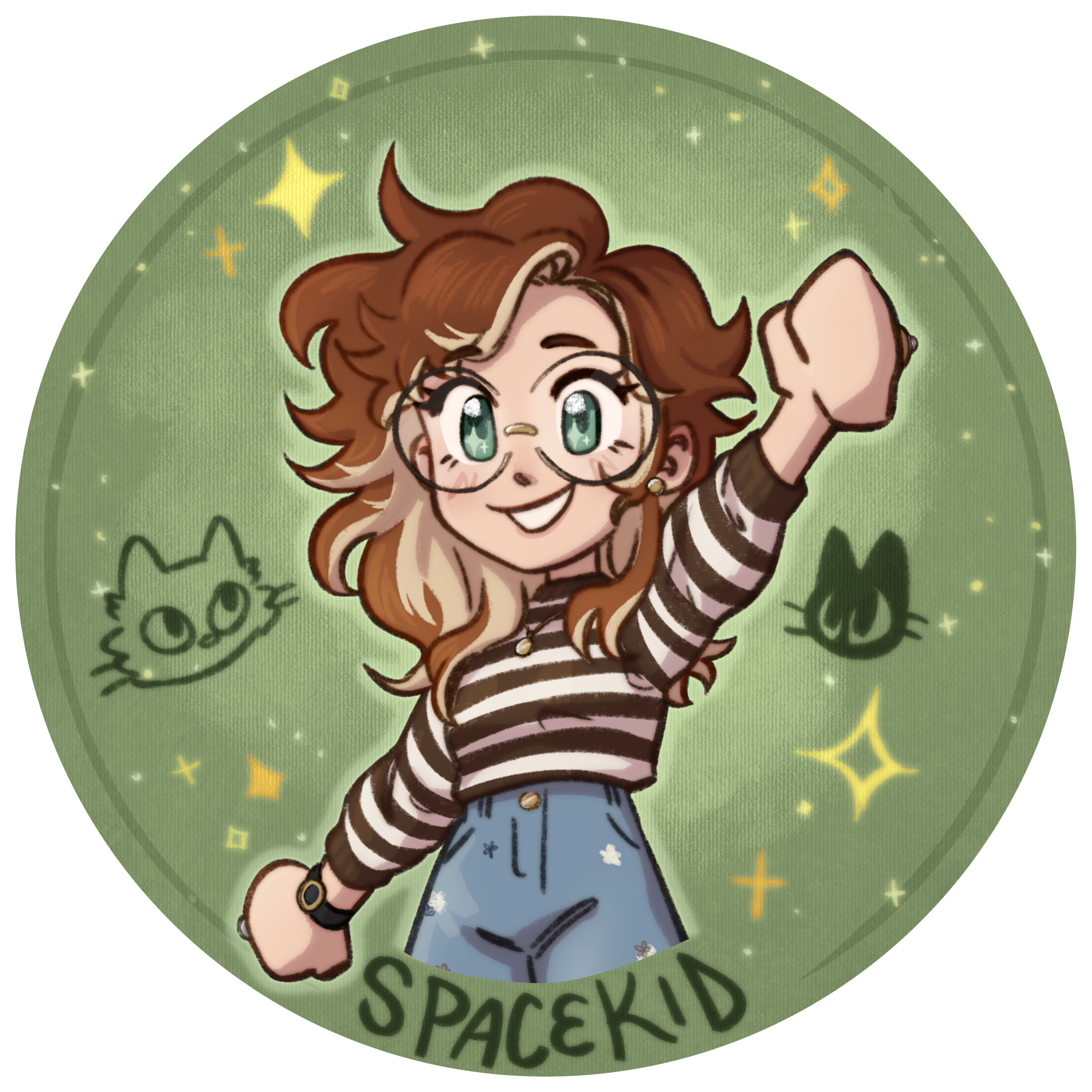 Image of cartoony girl in green circle