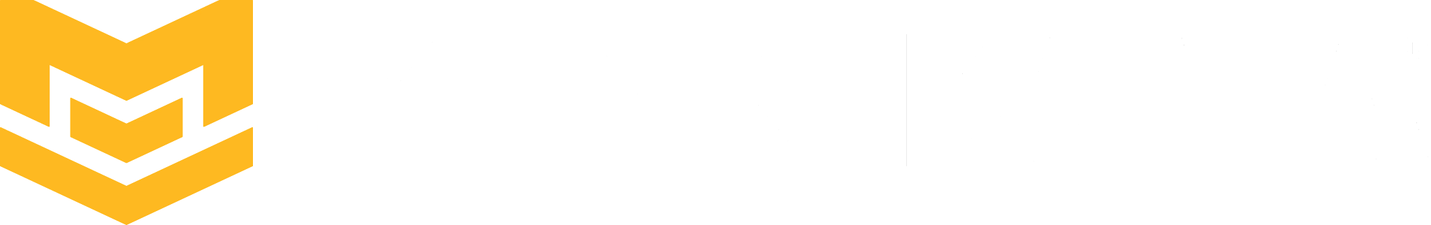 Logo with a yellow geometric symbol on the left and the word "MINN KOTA" in large white letters on a black background.