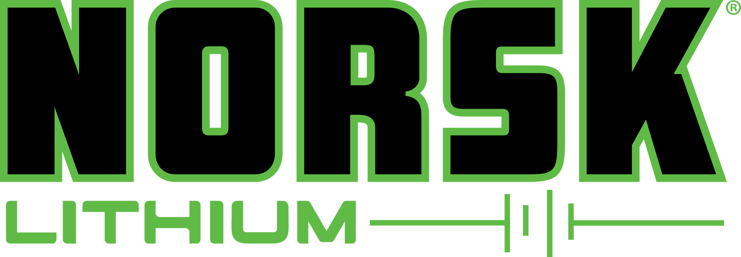 The logo of NOBLE Lithium featuring the company name in black and green, with a stylized line design in green underneath.