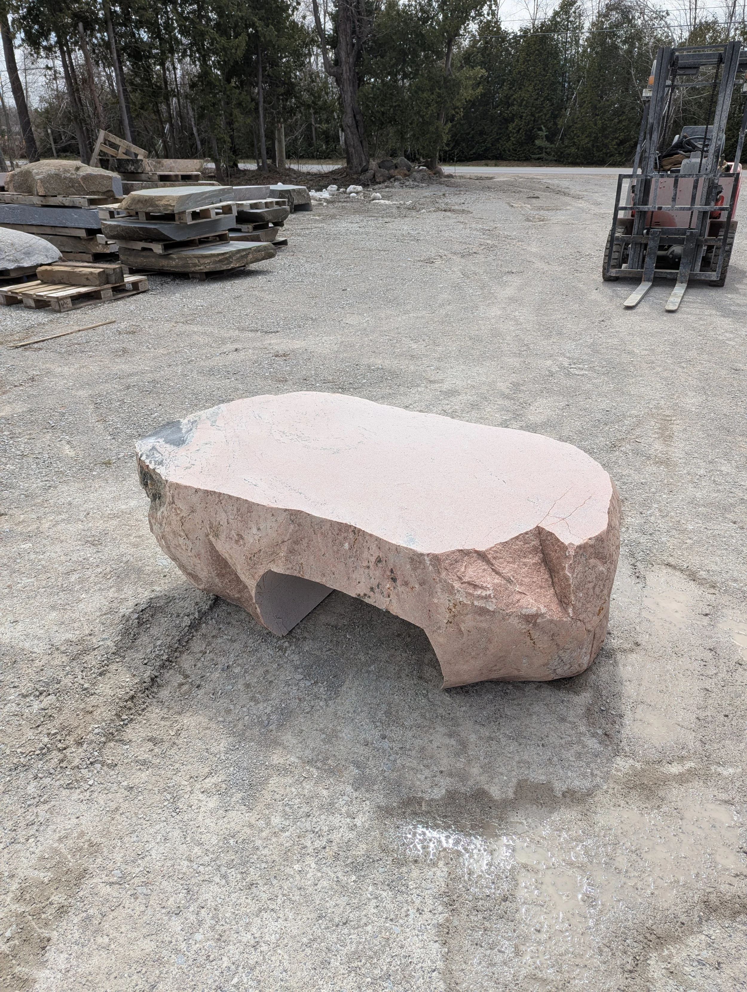 Red granite bench