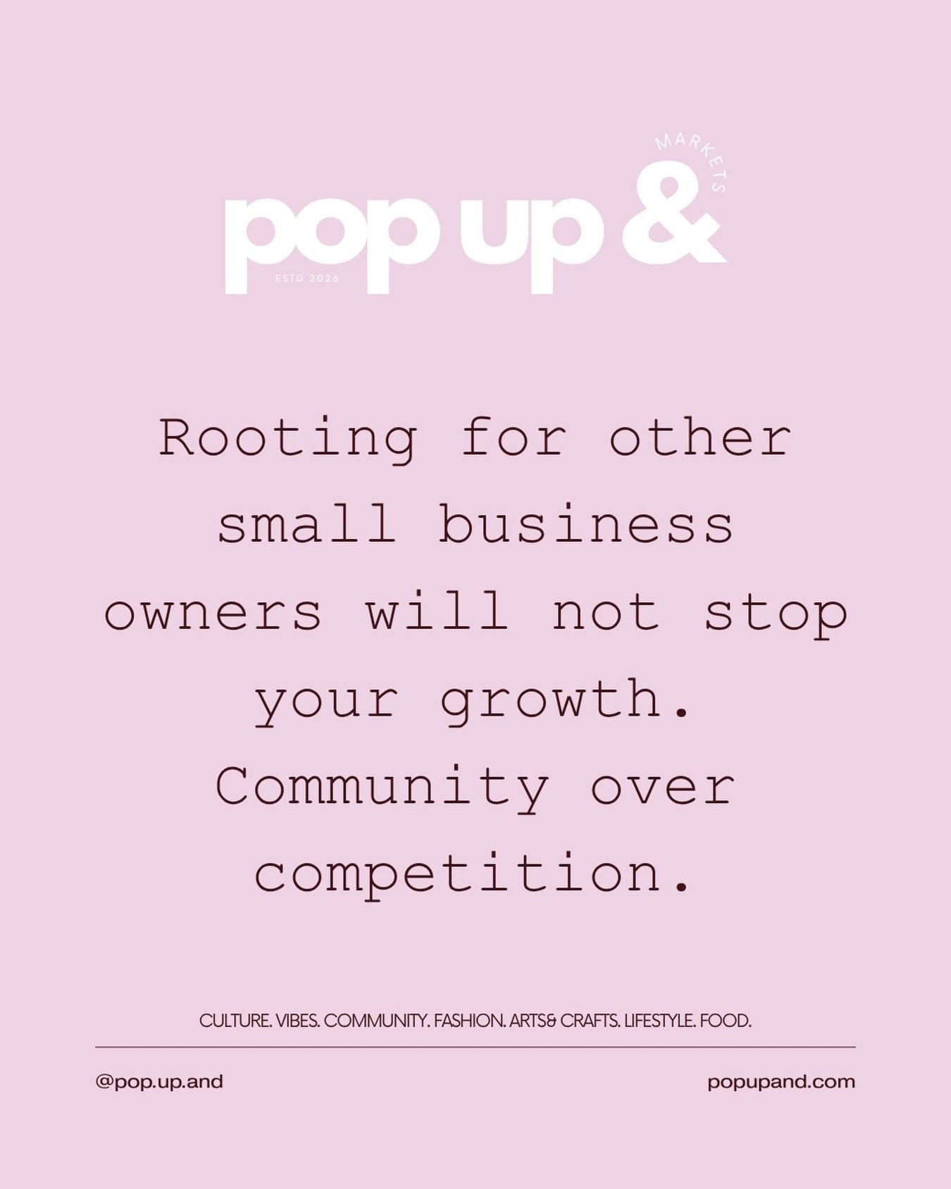 In a world that constantly pushes competition, choose community 🤍

There is room for all of us to grow, create, win and be seen. Supporting another small business, creative or founder does not take opportunities away from you &mdash; it strengthens 