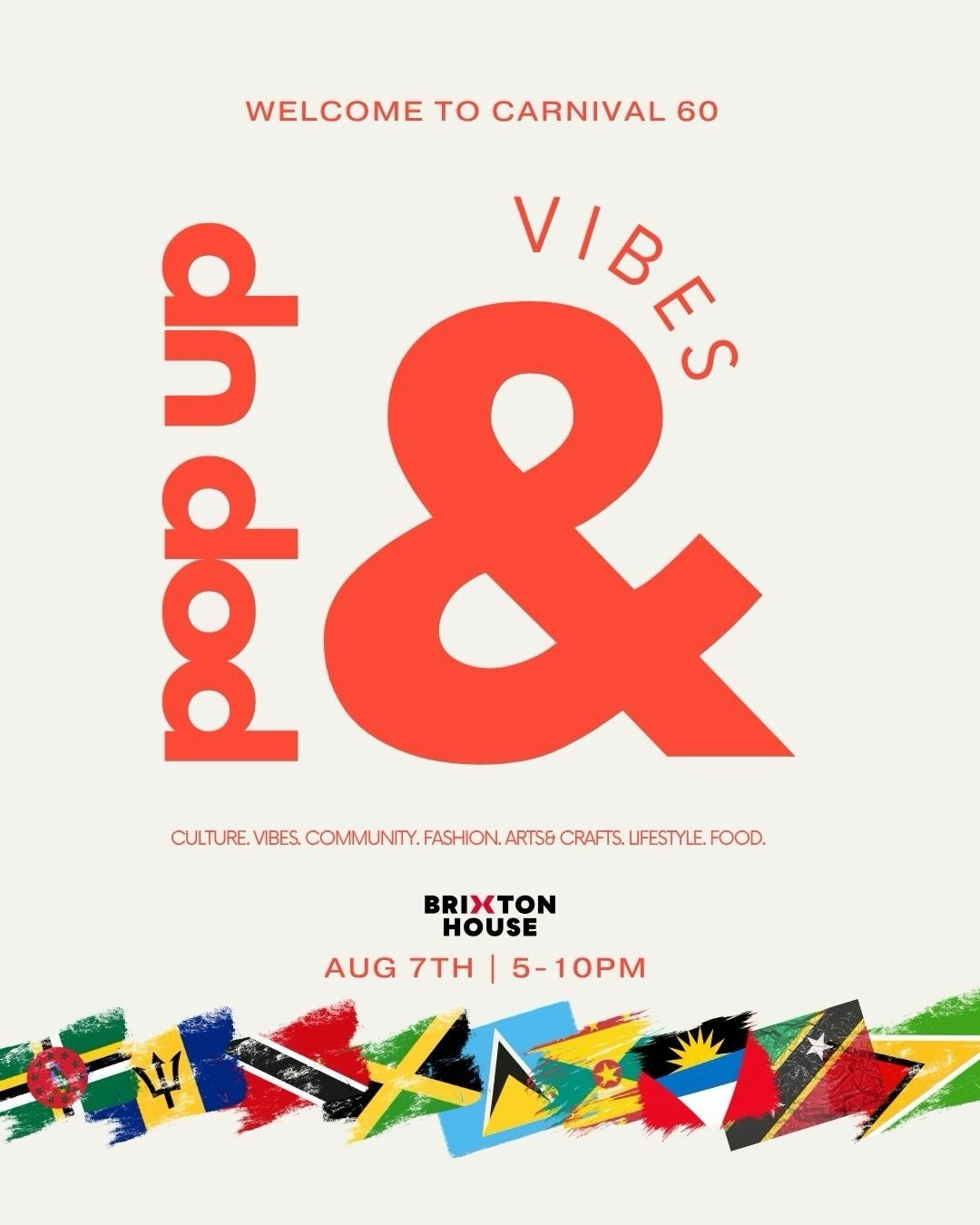 @pop.up.and is coming to @brxhousetheatre for Carnival 2026 🇹🇹🇬🇩🇦🇬🇱🇨🇧🇧🇯🇲🇻🇨🇸🇷🇬🇵🇩🇲🇧🇸🇬🇾

📅 Friday 7th August 2026
⏰ 17:00 - 22:00 
📍 Brixton House Theatre, 385 Coldharbour Lane, SW9 8GL 

Food and Drink will be available to pur