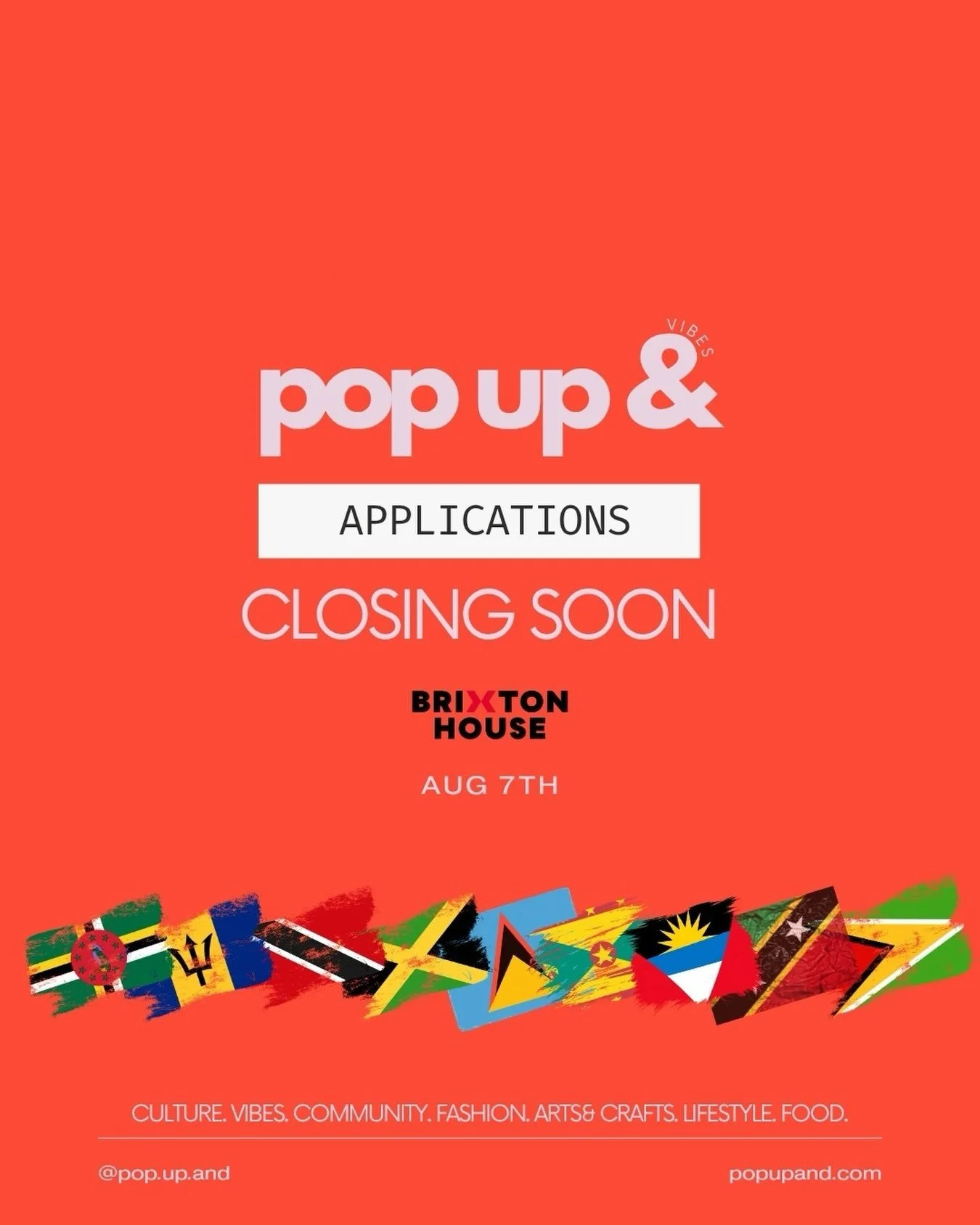 🚨 LAST CHANCE TO APPLY🚨

🎭 PRE-CARNIVAL POP UP &amp; VIBES
📍 Brixton House
📅 Friday 7th August
⏰ 17:00-22:00

Carnival 60 starts here 🥳

Before the celebrations hit the streets, we&rsquo;re bringing together 20 carefully curated independent bra