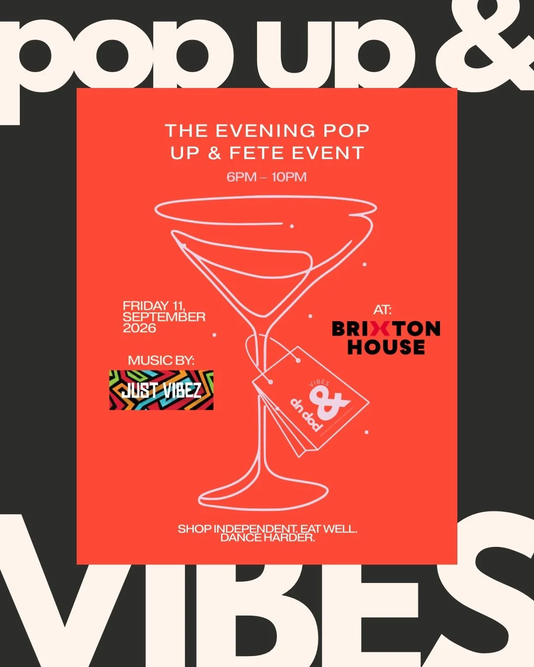 ✨ POP UP &amp; VIBES IS BACK! ✨

We&rsquo;re bringing you our second Pop Up &amp; Vibes &mdash; an evening pop-up and fete at Brixton House on Friday 11th September! 💃🏾🎨🛍️

And we&rsquo;re looking for amazing vendors to join us! 👀

If you&rsquo;