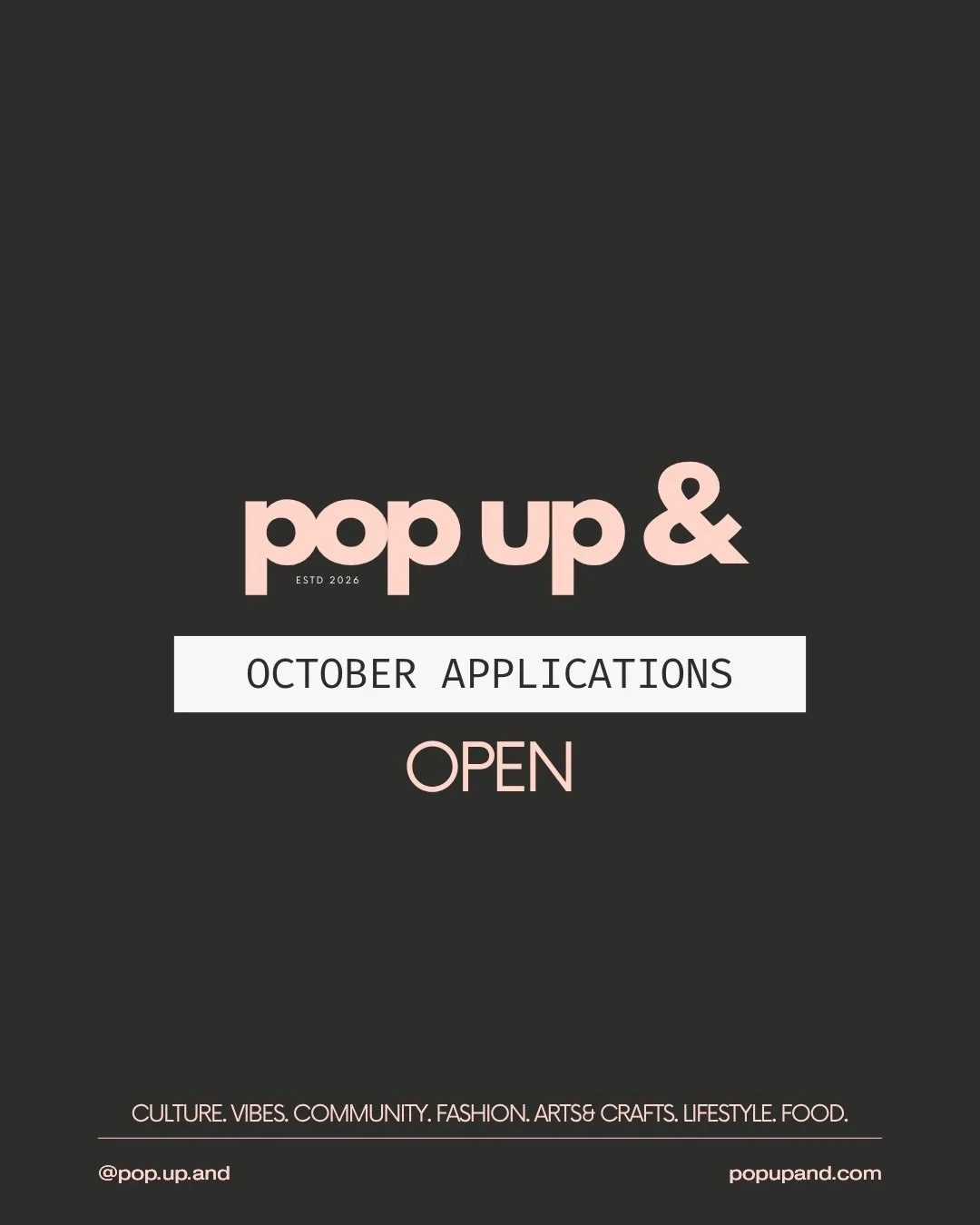 🚨 OCTOBER VENDOR APPLICATIONS ARE OPEN! 🚨

October is looking BUSY at POP UP &amp; &mdash; and we want YOU to be part of it! 👀✨

🖤 THIS FRIDAY &mdash; BRIXTON HOUSE
We&rsquo;re kicking off Black History Month with POP UP &amp; Vibes 🎶✨
📍 Brixto
