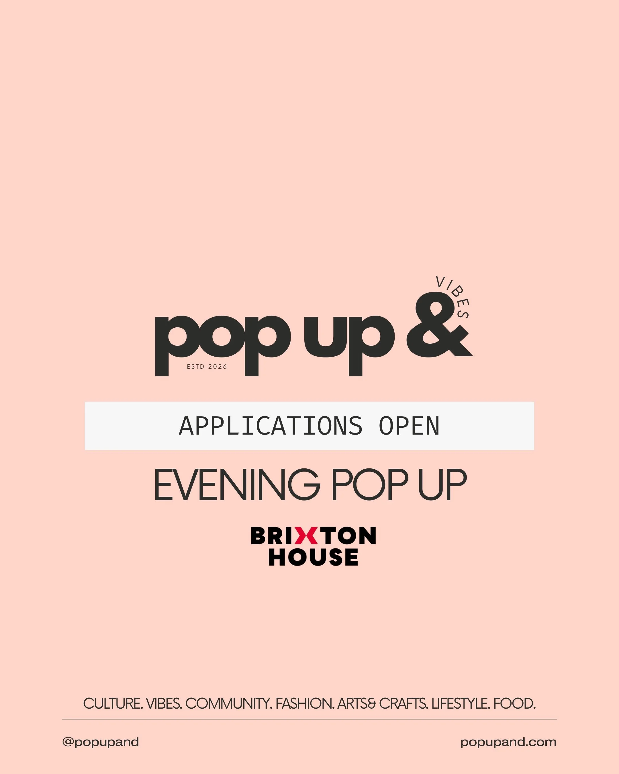BRIXTON, WE&rsquo;RE BRINGING THE VIBES!

Your Friday night plans? SORTED.

POP UP &amp; Vibes is taking over Brixton House for our monthly evening pop-up where independent shopping meets BIG vibes! 🛍️🔥

Think 🔥 independent brands, 🍹 drinks in ha