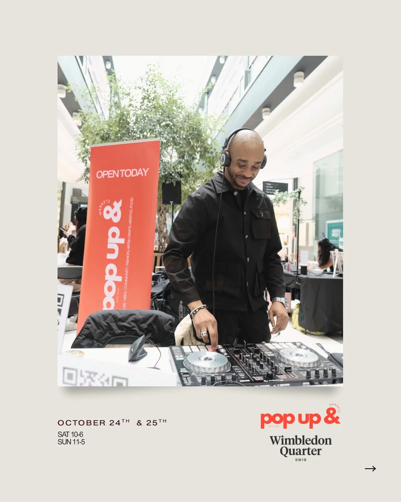 Join us 24&ndash;25 October for fabulous finds, independent brands and all the POP UP &amp; vibes! 💃🏽

🕙 Saturday 10am&ndash;6pm | Sunday 11am&ndash;5pm

And a BIG birthday shoutout to the one and only Ace of @aceofjacks 🎂🎧, who spins the tracks