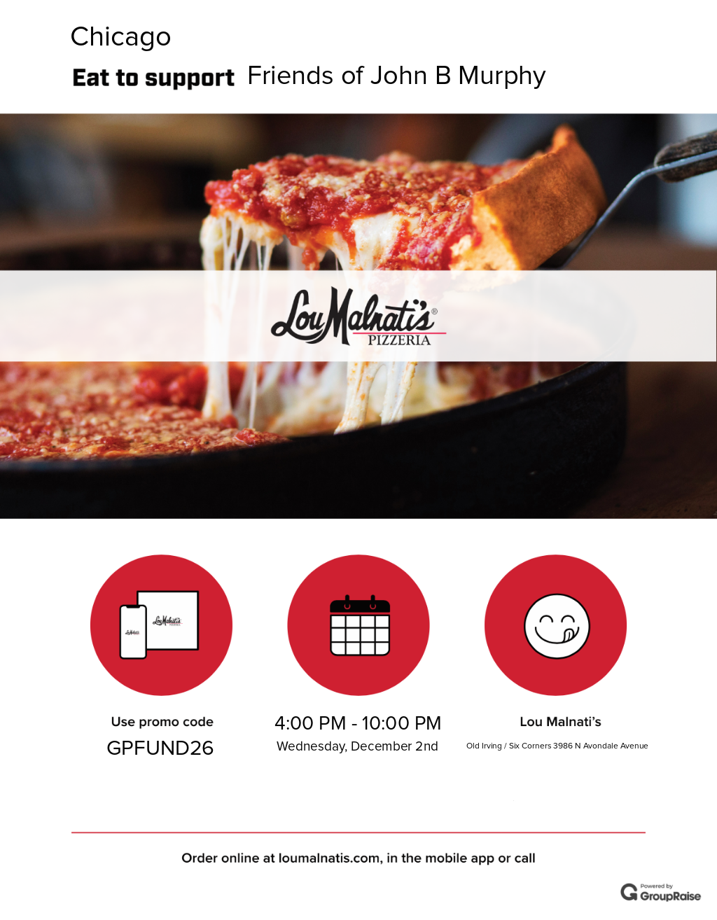 Lou Malnati’s Pizzeria Dine &amp; Donate!