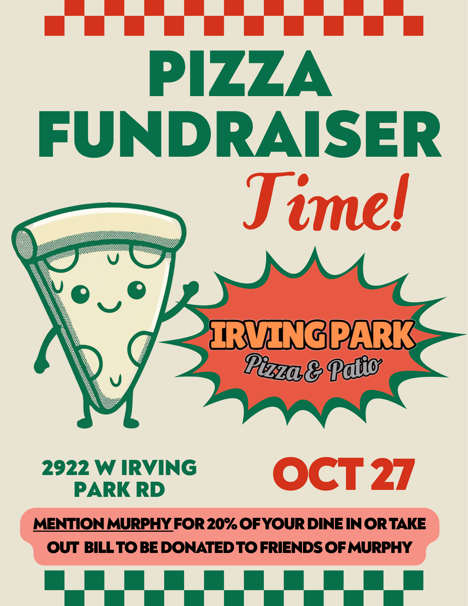 Irving Park Pizza &amp; Patio Dine &amp; Donate