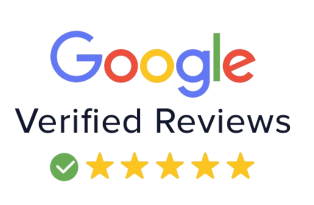 Google Verified Reviews logo with five gold stars and a green checkmark
