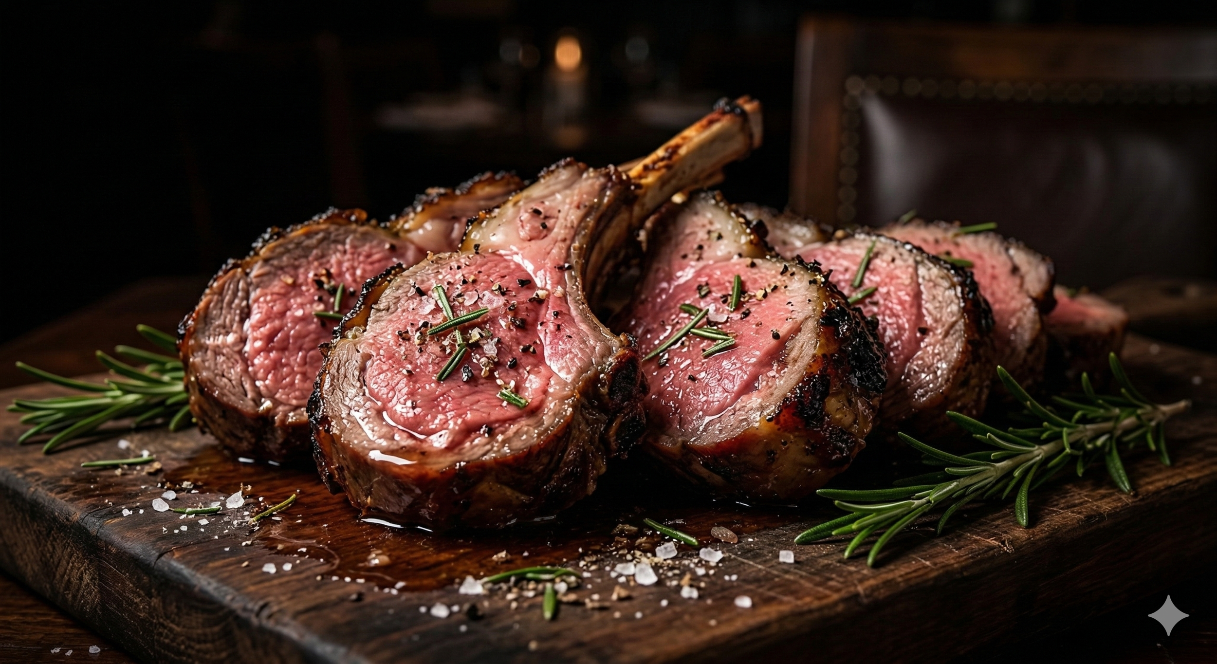 Sliced tomahawk steak seasoned with rosemary and sea salt served at Manny’s Wood Grill steakhouse in Doral.