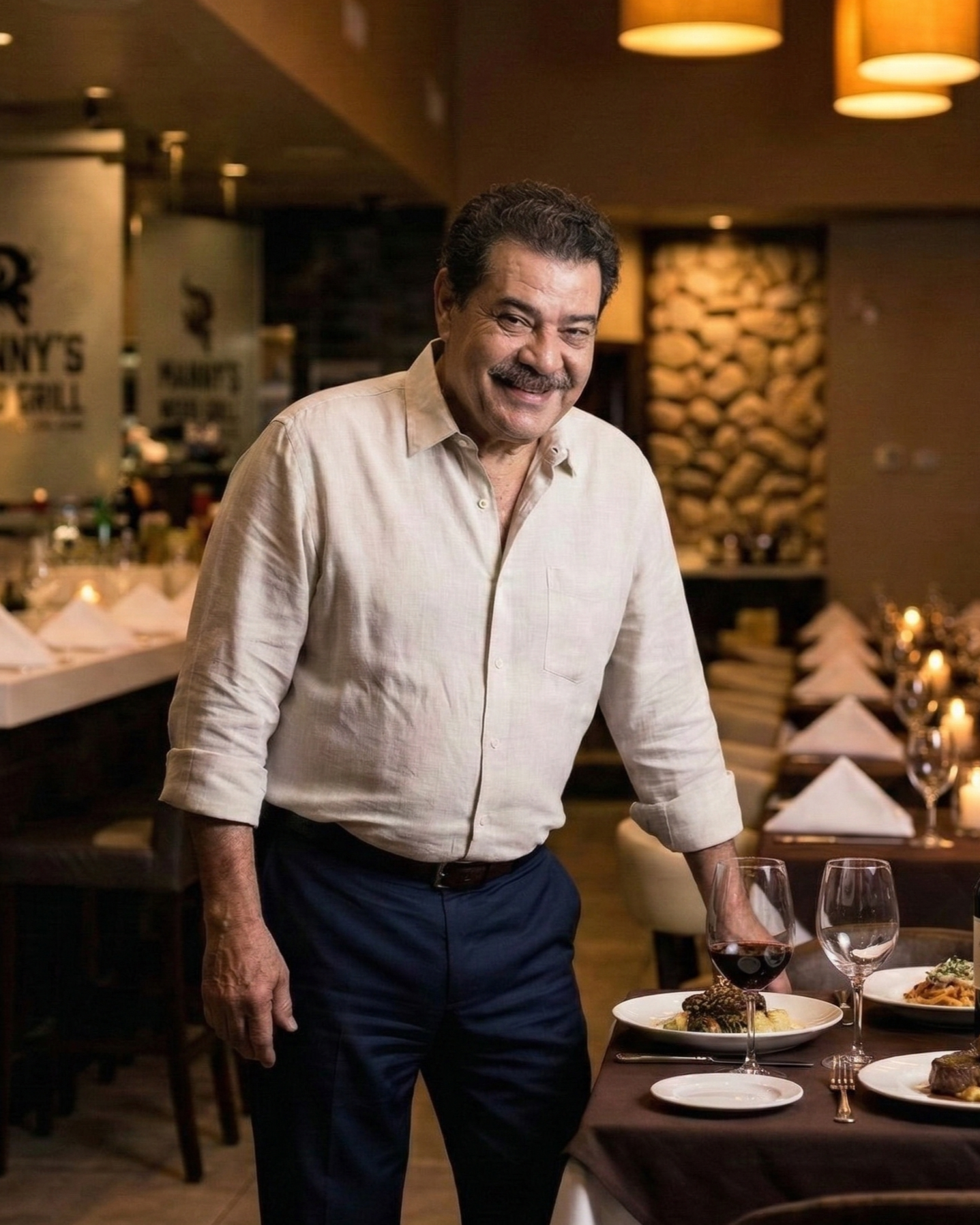 Chef Manuel Leon inside Manny’s Wood Grill steakhouse restaurant in Doral, Florida.