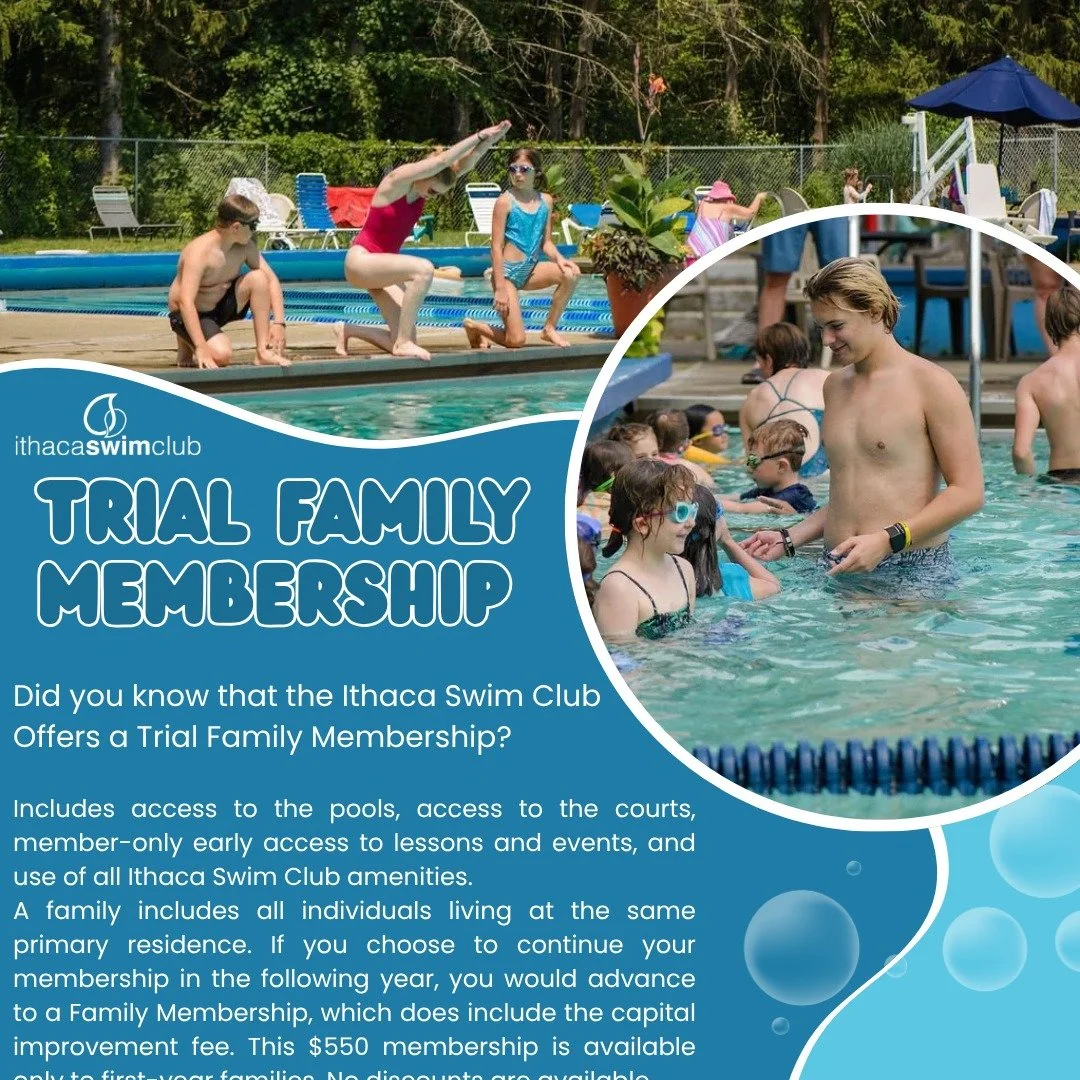 Looking for something fun for the entire family? Consider a trial family membership to the Ithaca Swim Club! Learn more about our memberships a on our website: https://www.ithacaswimclub.com/memberships #familyfun #Staycation #HometownFun #swimming #