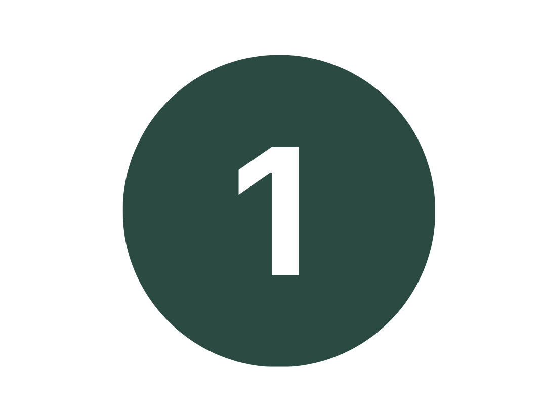 Number one in a dark green circle.