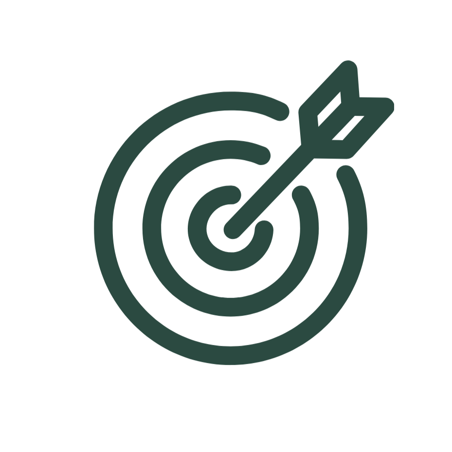 Icon of a target with an arrow hitting the bullseye