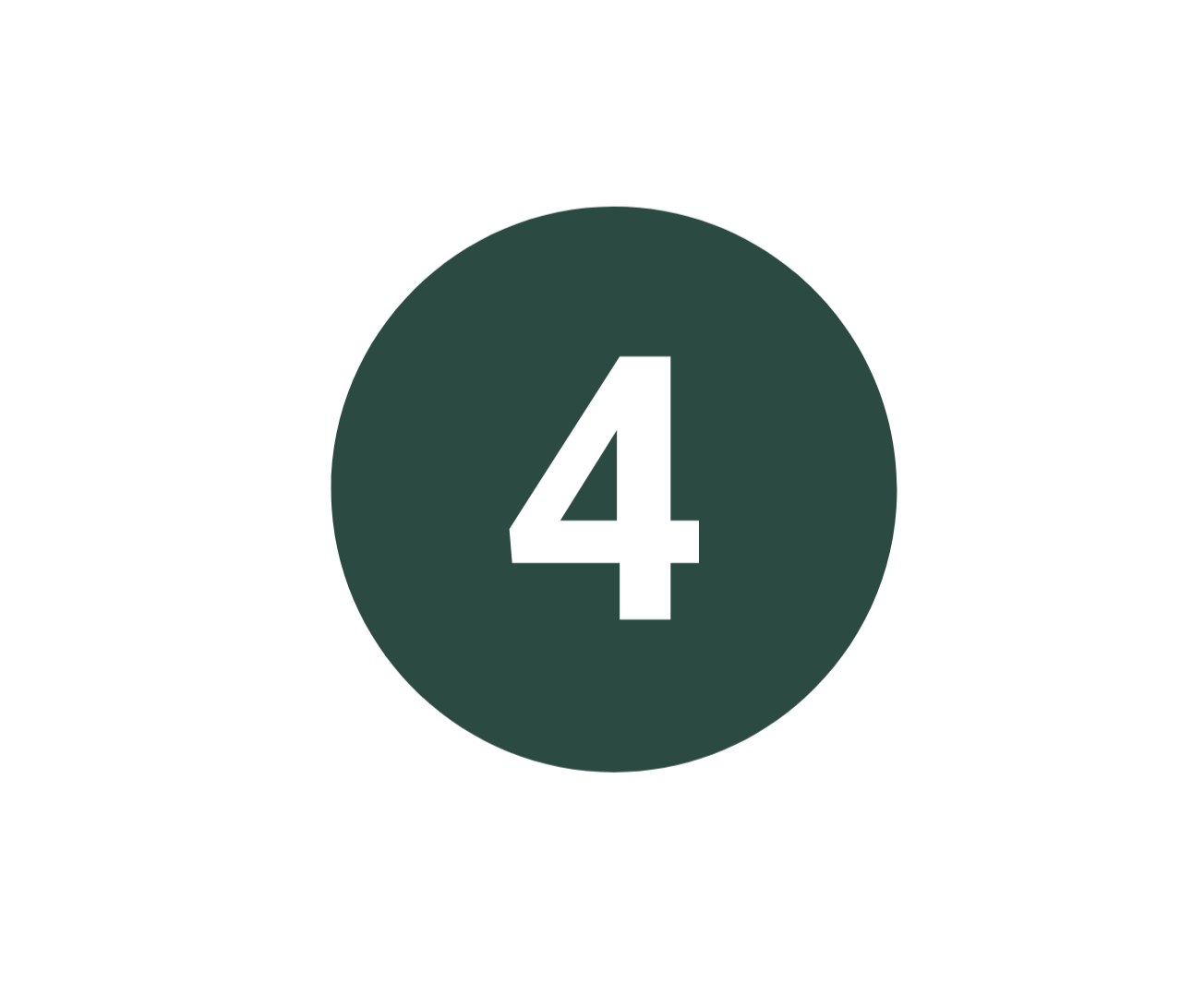 Black number four inside a dark green circle with a white background.