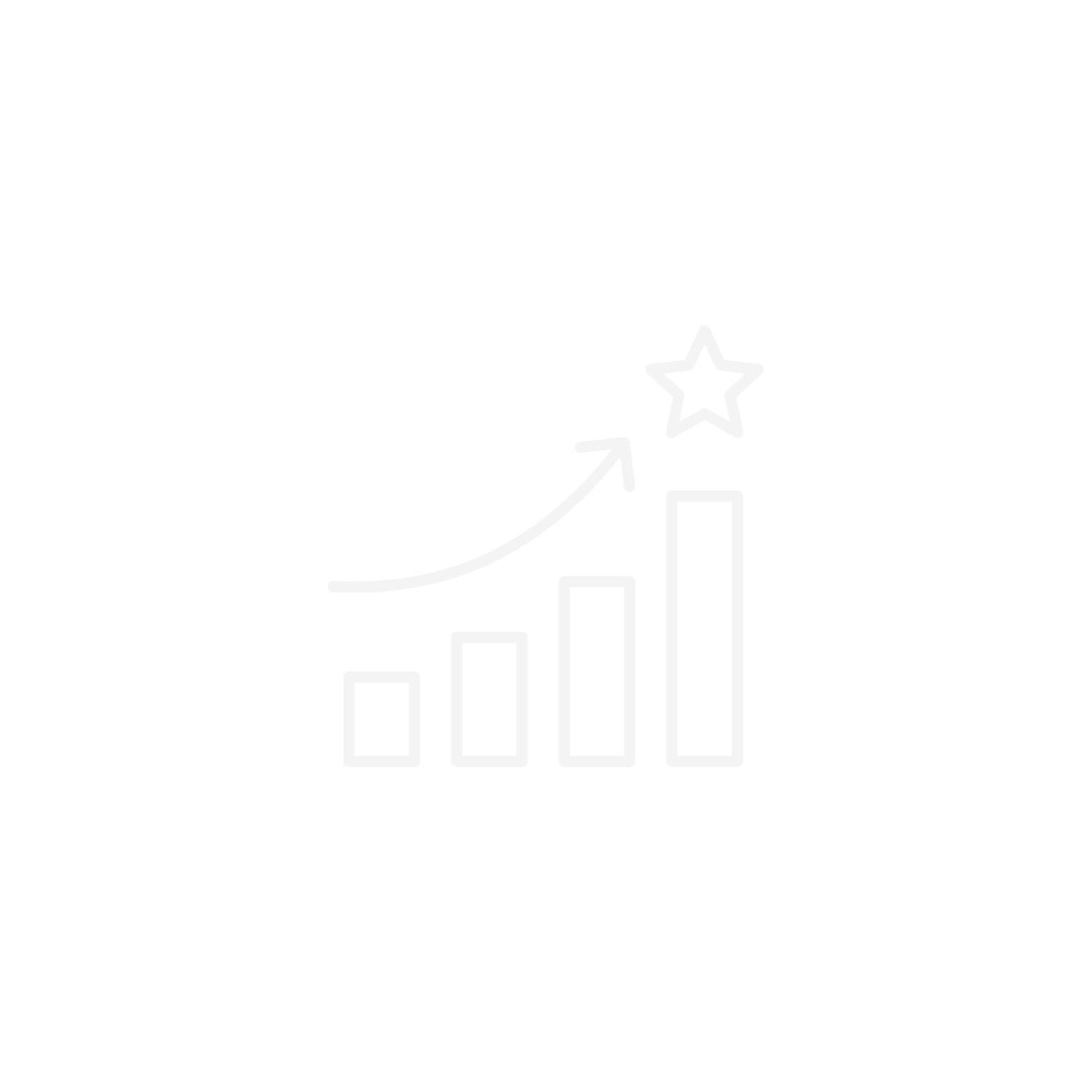 A black background with a white bar graph showing increasing bars from left to right, with an upward arrow and a star above the highest bar.