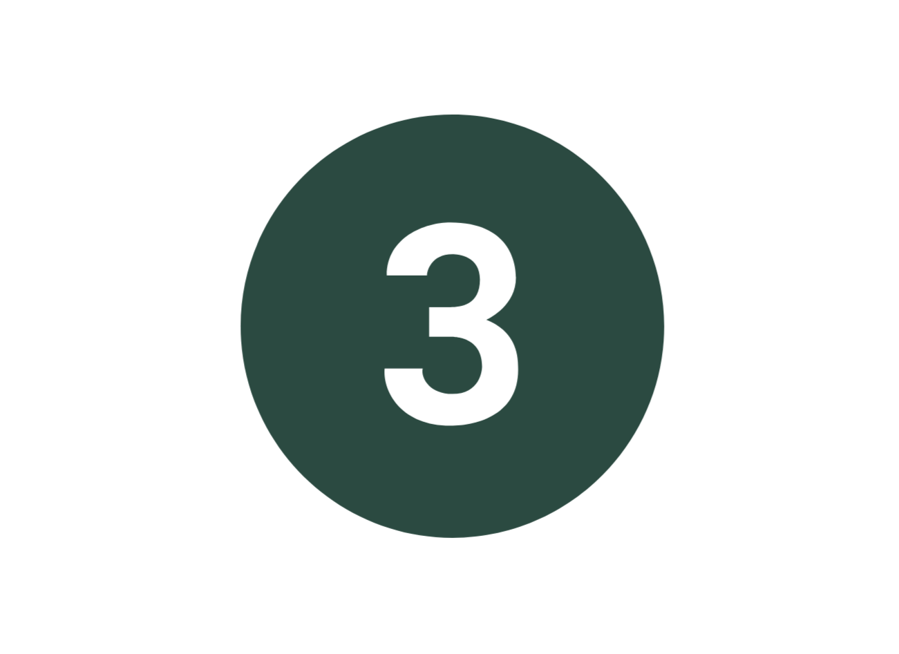 Number 3 in a black circle with a dark green background.