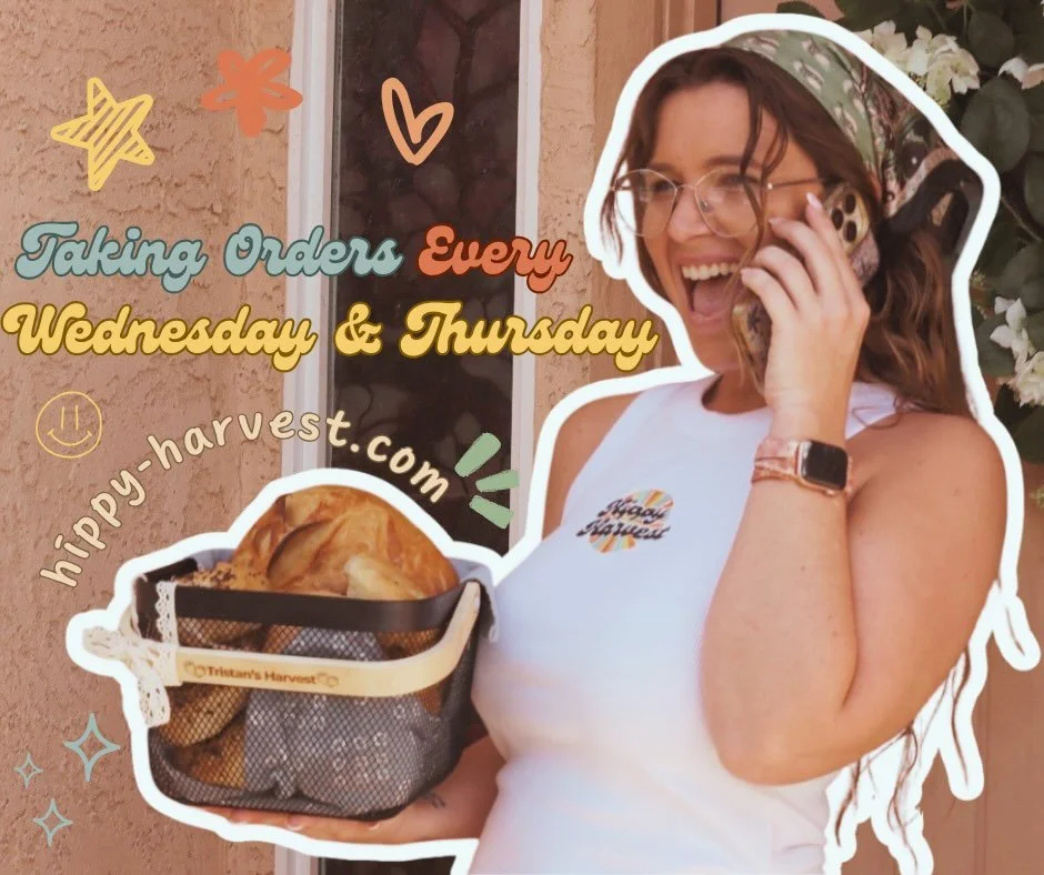 Who&rsquo;s ready to elevate their weekend brunch? 🍞✨ Our delicious sourdough is just a click away! Place your orders this Wednesday and Thursday at www.hippy-harvest.com. Don&rsquo;t forget, we offer delivery and pickup on Saturdays! 📞💖 

#athome