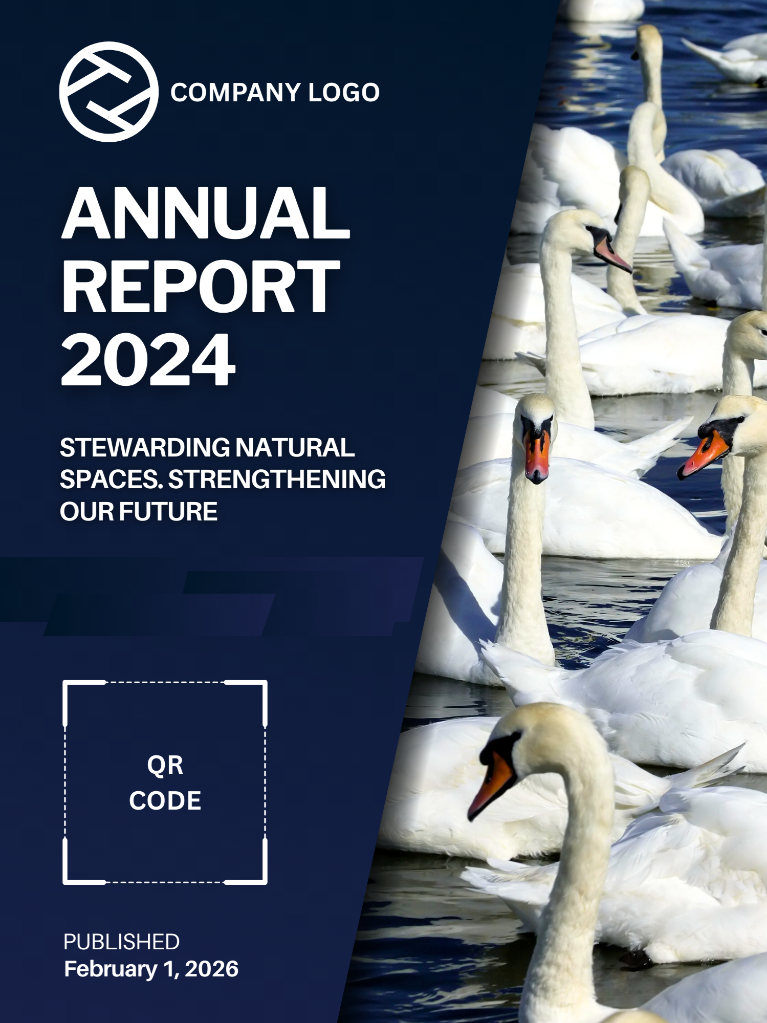 Annual report cover design reflecting environmental stewardship through a structured layout that reinforces credibility and organizational impact.