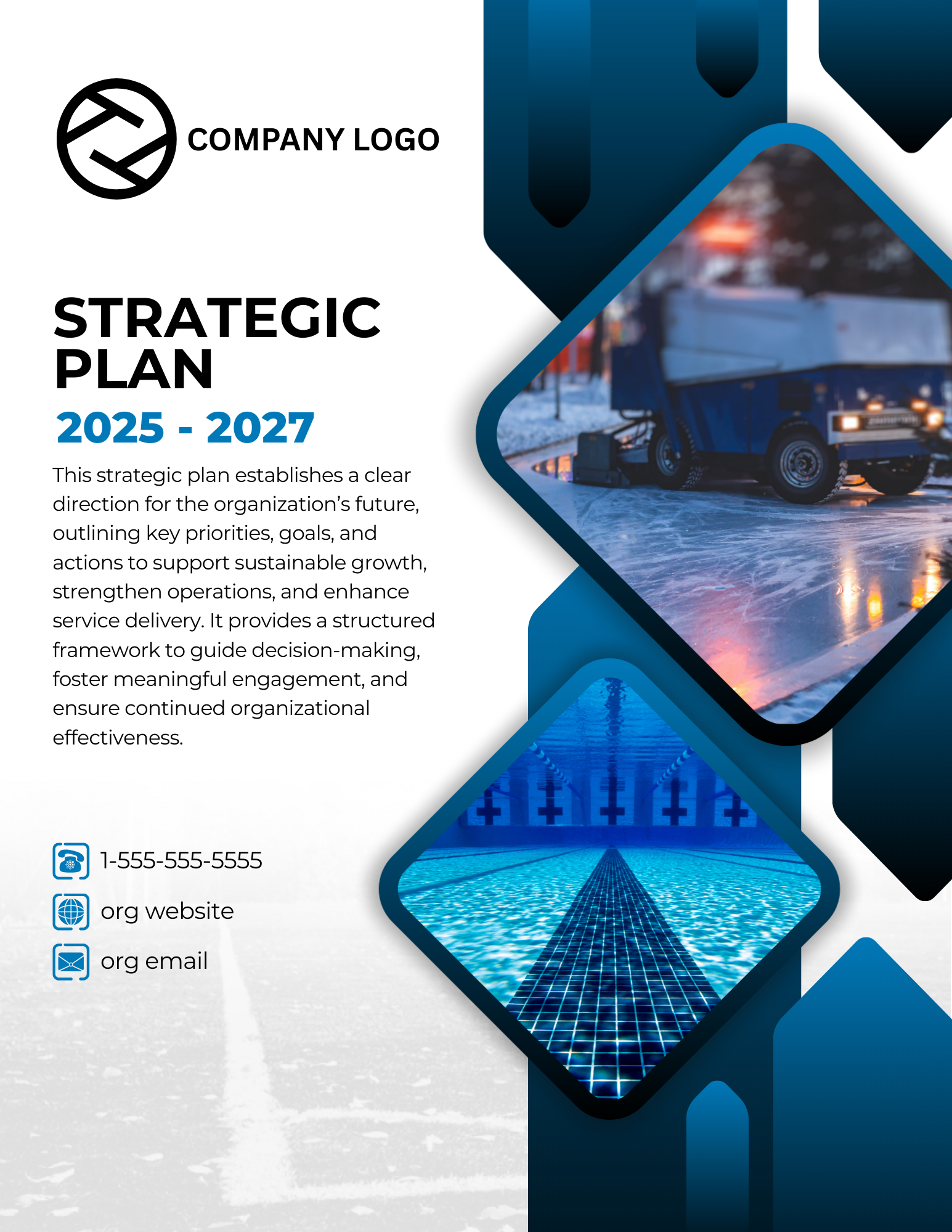 Strategic plan cover design developed to communicate organizational direction with clarity, structure, and a professional editorial presence.