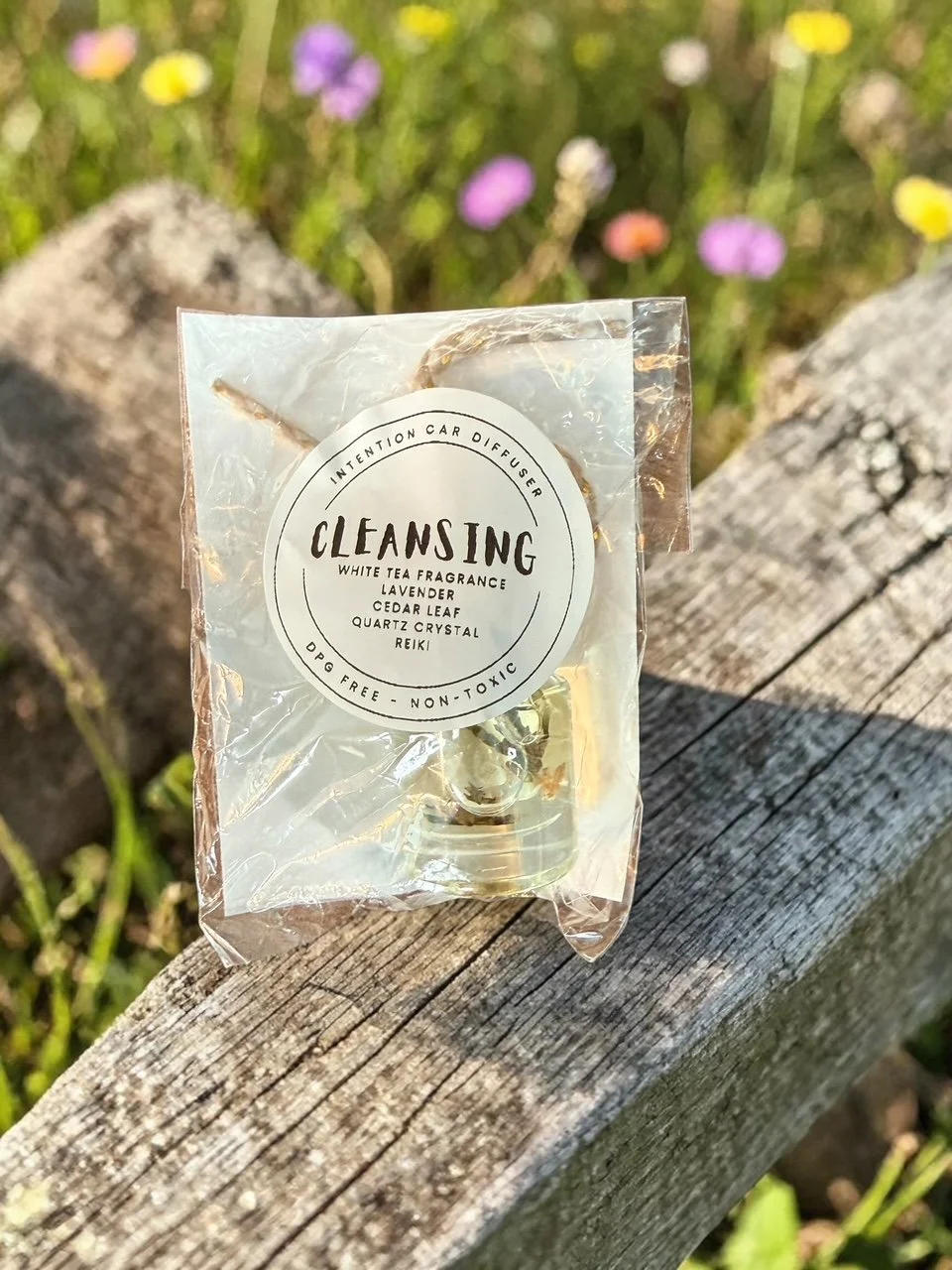 Cleansing White Tea with Lavender and Quartz - Intention Car Diffuser Air Freshener Non-Toxic Reiki Infused