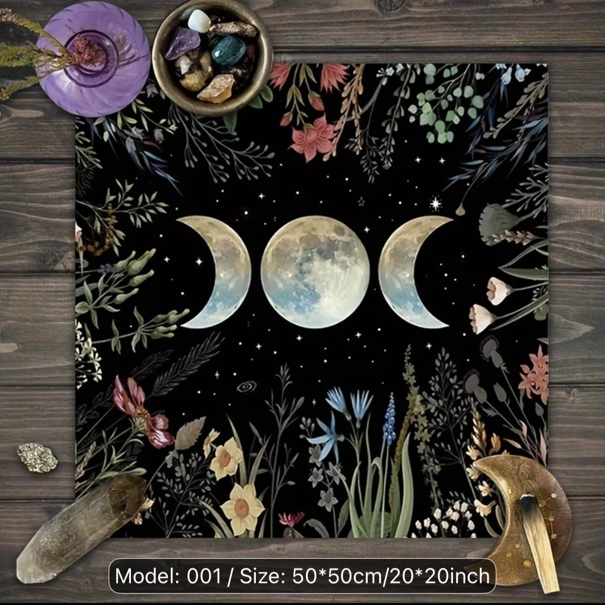 Altar Cloth — Moon Phase Garden (20" x 20")