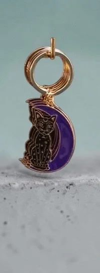 Black Cat on Purple Moon — Mystic Mog Keyring