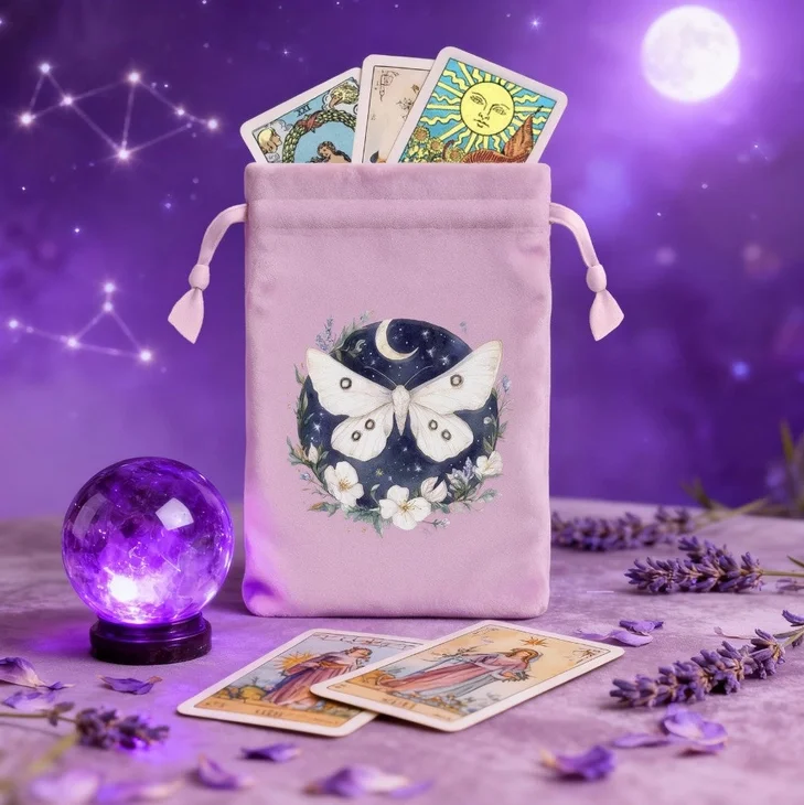 Mystic Moth Blush Pink — Velvet Arcana Tarot Bag
