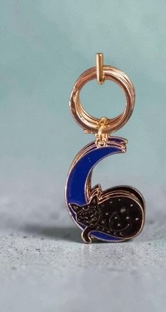 Mystic Mog Black Cat Blue Moon Keyring