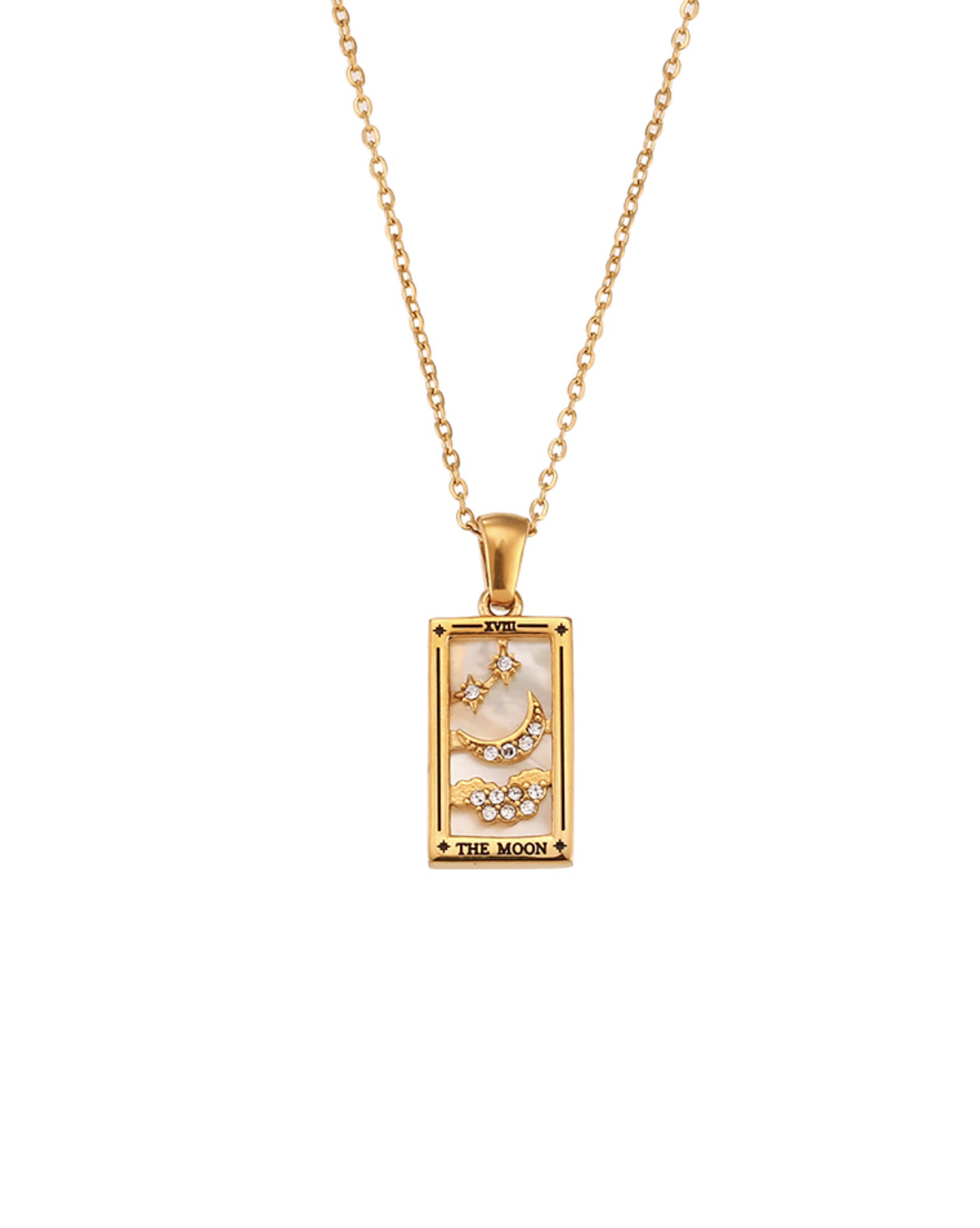 The Moon Vintage Tarot Pendant Necklace — 18K Gold Plated Stainless Steel