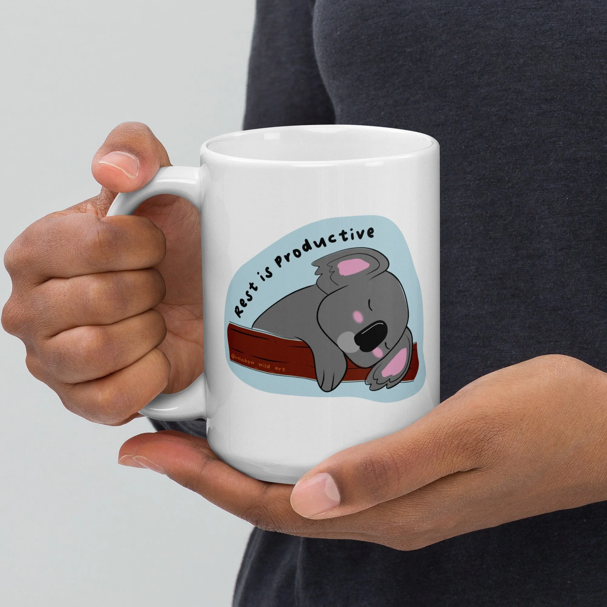 Rest Is Productive White glossy mug