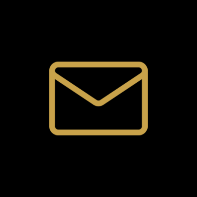 Icon of an envelope in gold color on a black background, representing email or messaging.