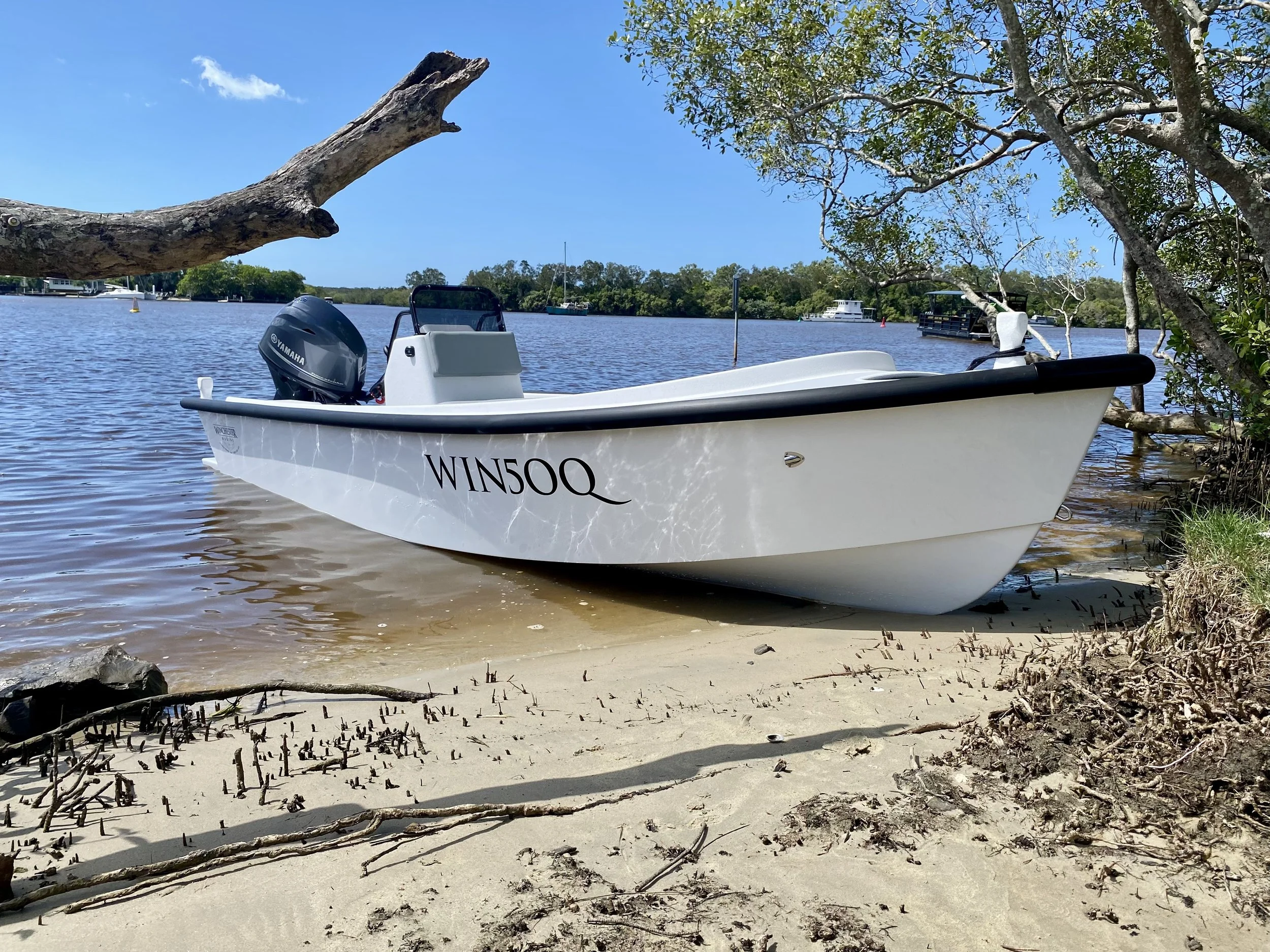 Winchester Marine dory boat on Noosa water