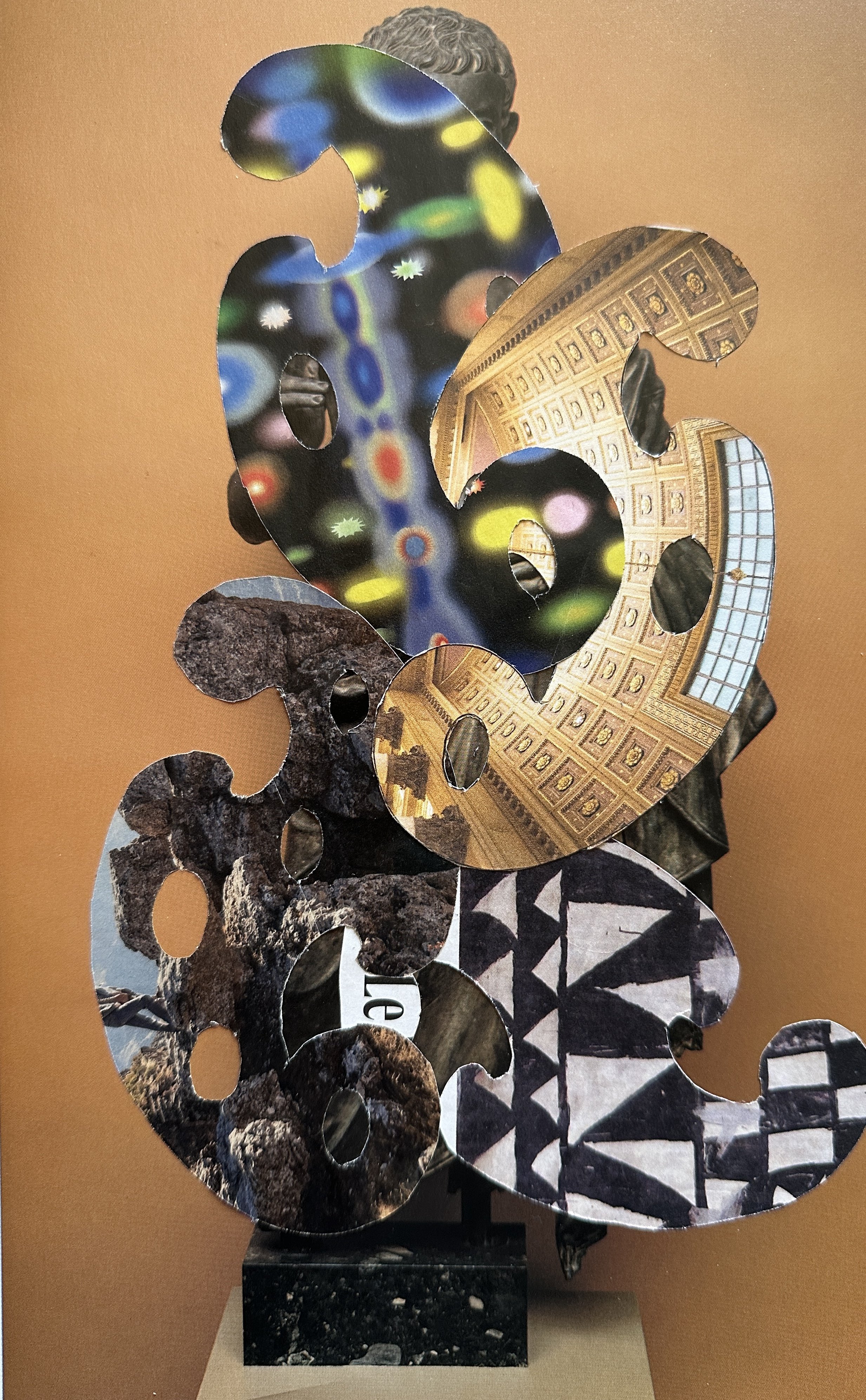  Grandson of Augustus  , 9 x 12 inches. Handcut found papers on museum catalogue page, 2024.  