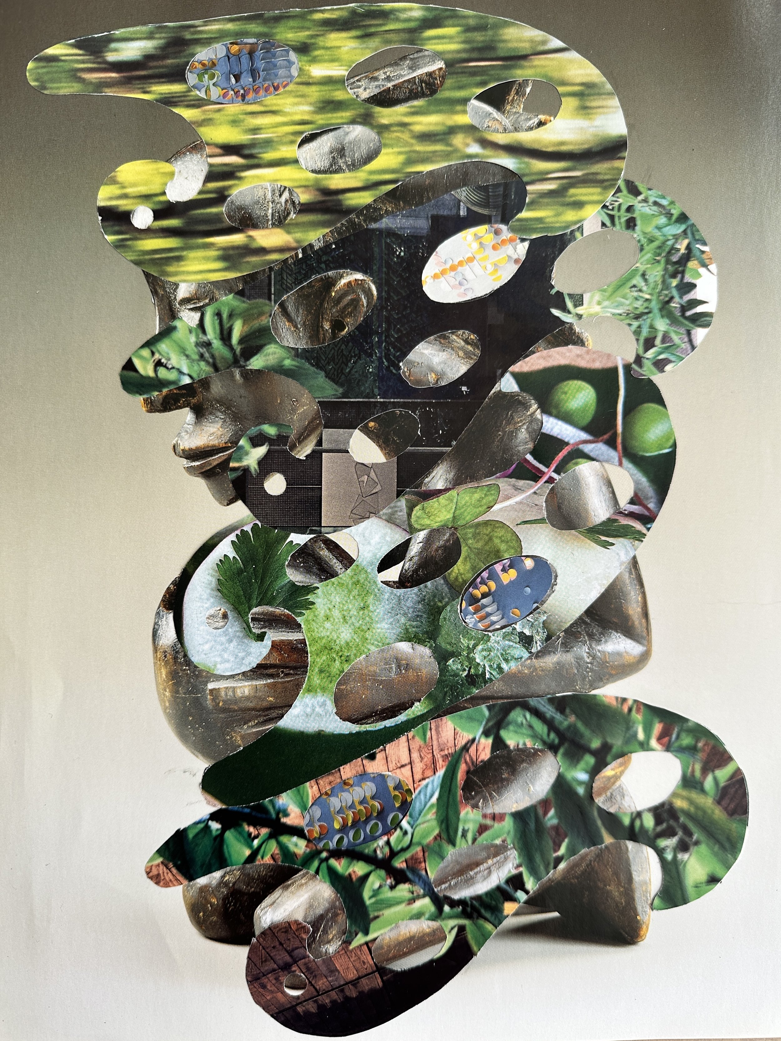  Growth and Regrowth , 9 x 12 inches, Handcut book page on Art History book page, 2025