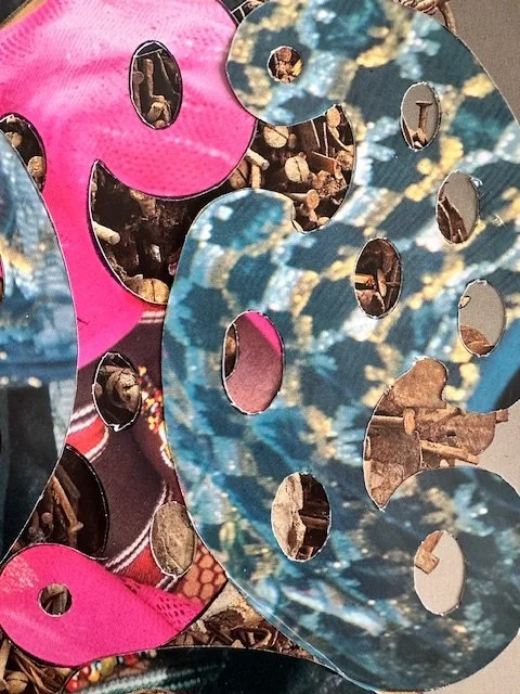  Travel Ban Detail (Niger Textiles) , 9 x 12 inches, Handcut calendar pages on museum catalogue page, 2026