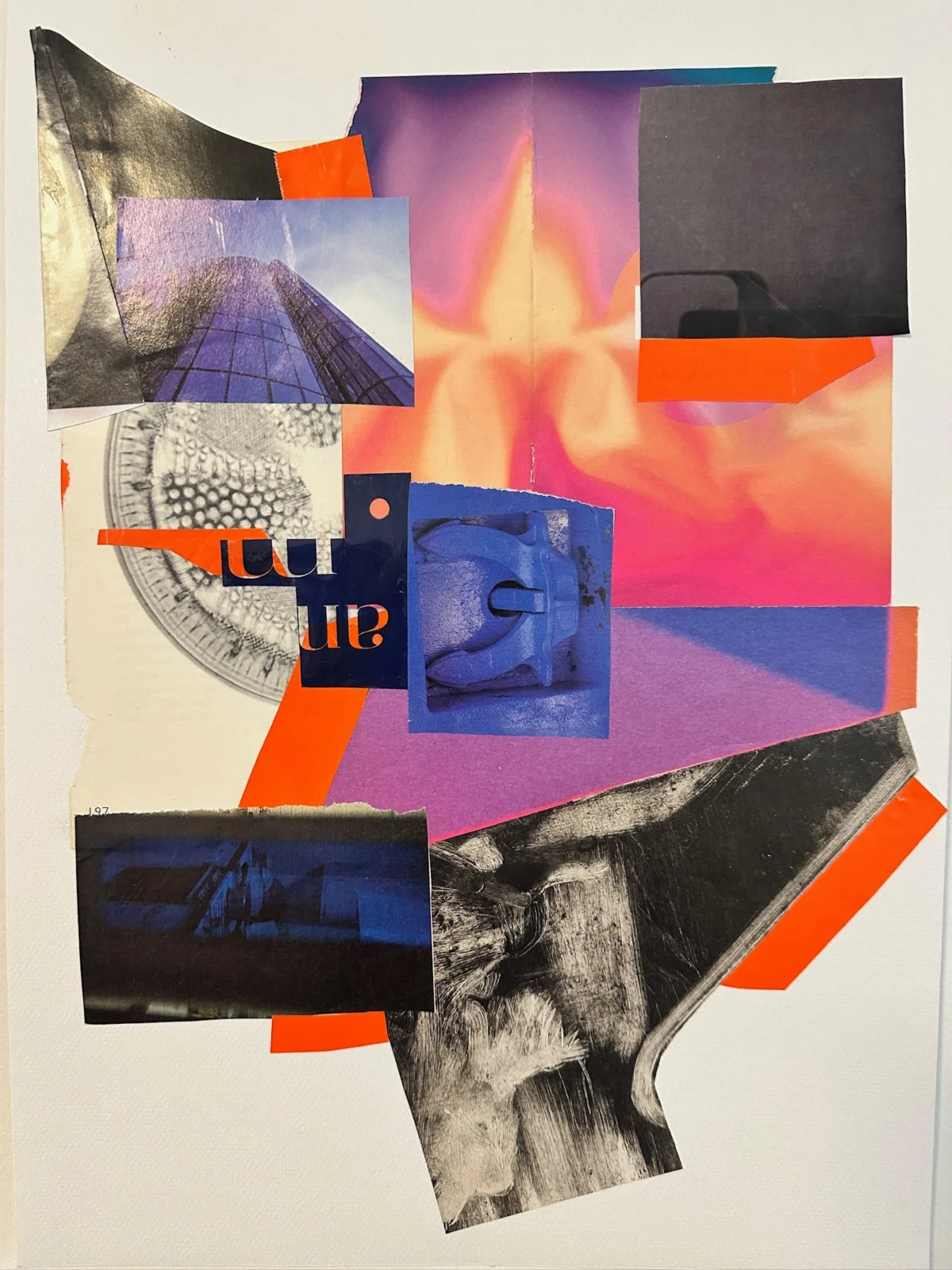  The Cylinder Drop # 4 (After Elizabeth Murray) , 12 x 17 inches, Handcut book and wrapping papers on watercolor substrate, 2025