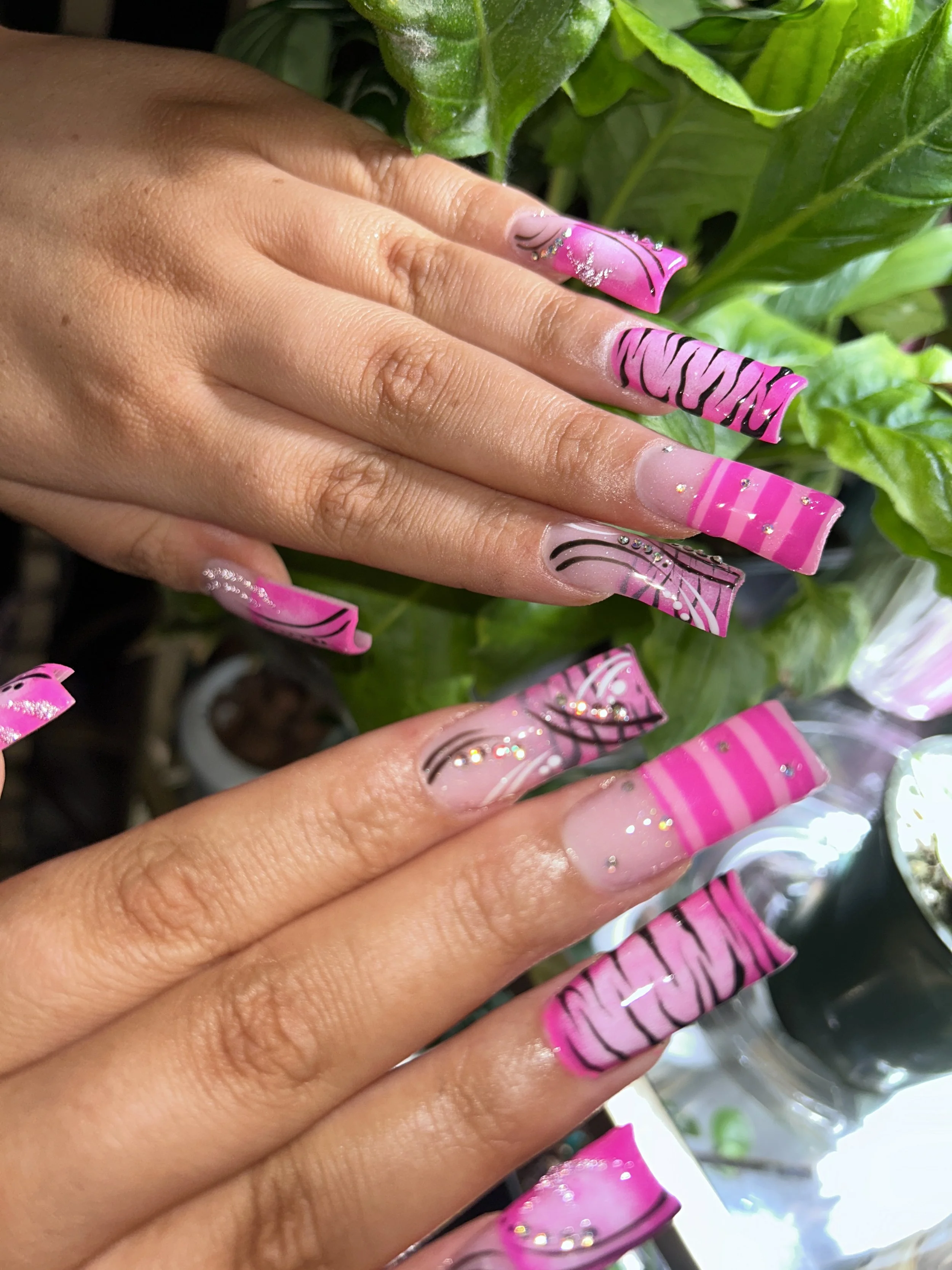 Pink Y2K Animal Print Nails London Ontario