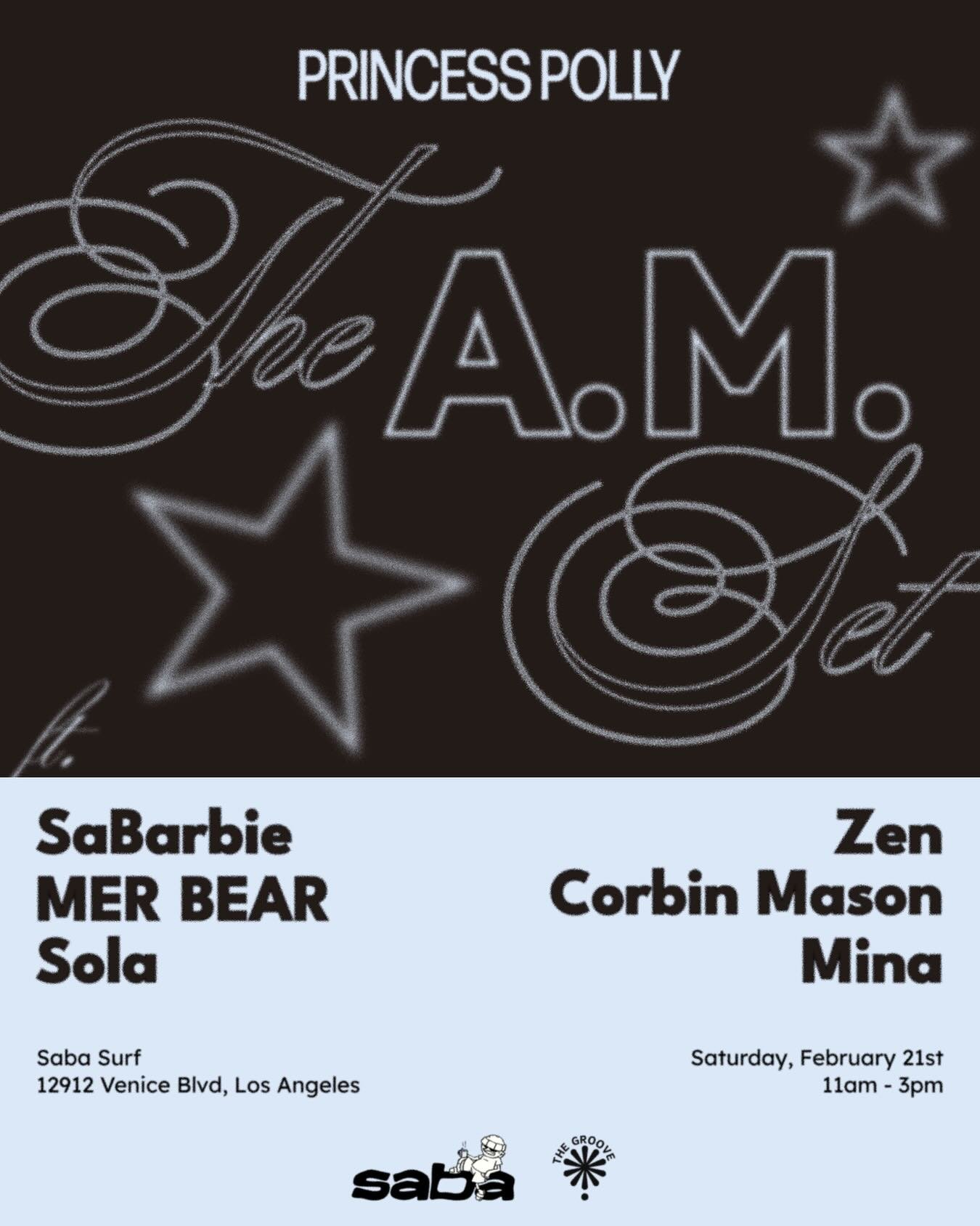 We are back!🪩

This time teaming up with @princesspolly and @saba_surf for a show you won&rsquo;t want to miss.

Our favorite DJs will spin from 11am-3pm. Coffee, matcha, dancing, what more could you ask for.

Free RSVP in our bio!💙

See you on the