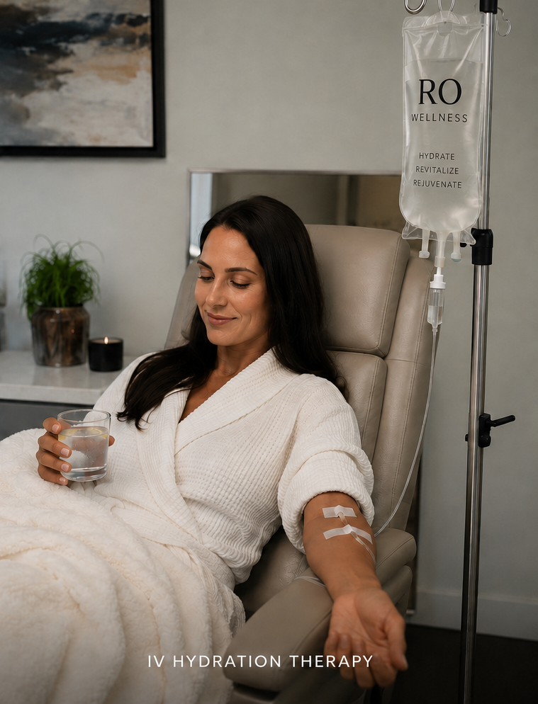 IV vitamin infusion supporting hydration, energy, mental clarity, athletic recovery, and immune function at Ro Wellness.