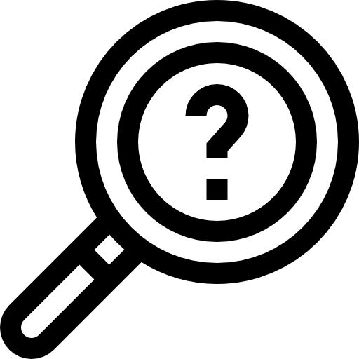 Icon of a magnifying glass with a question mark inside the lens.