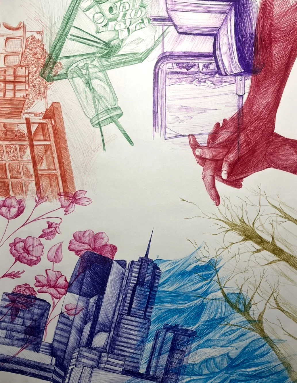 Everywhere, Everything, Ballpoint pen, 2024