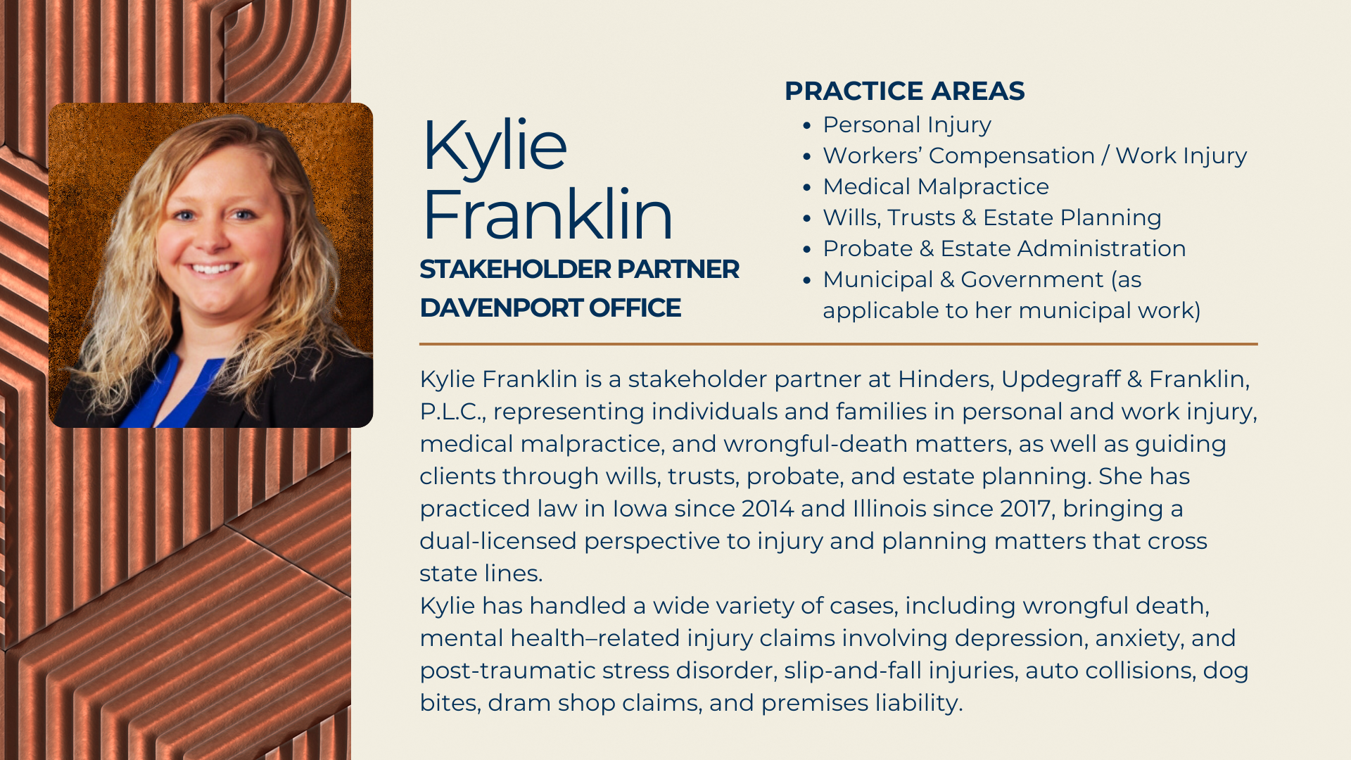 Kylie Franklin Stakeholder Partner Davenport Office