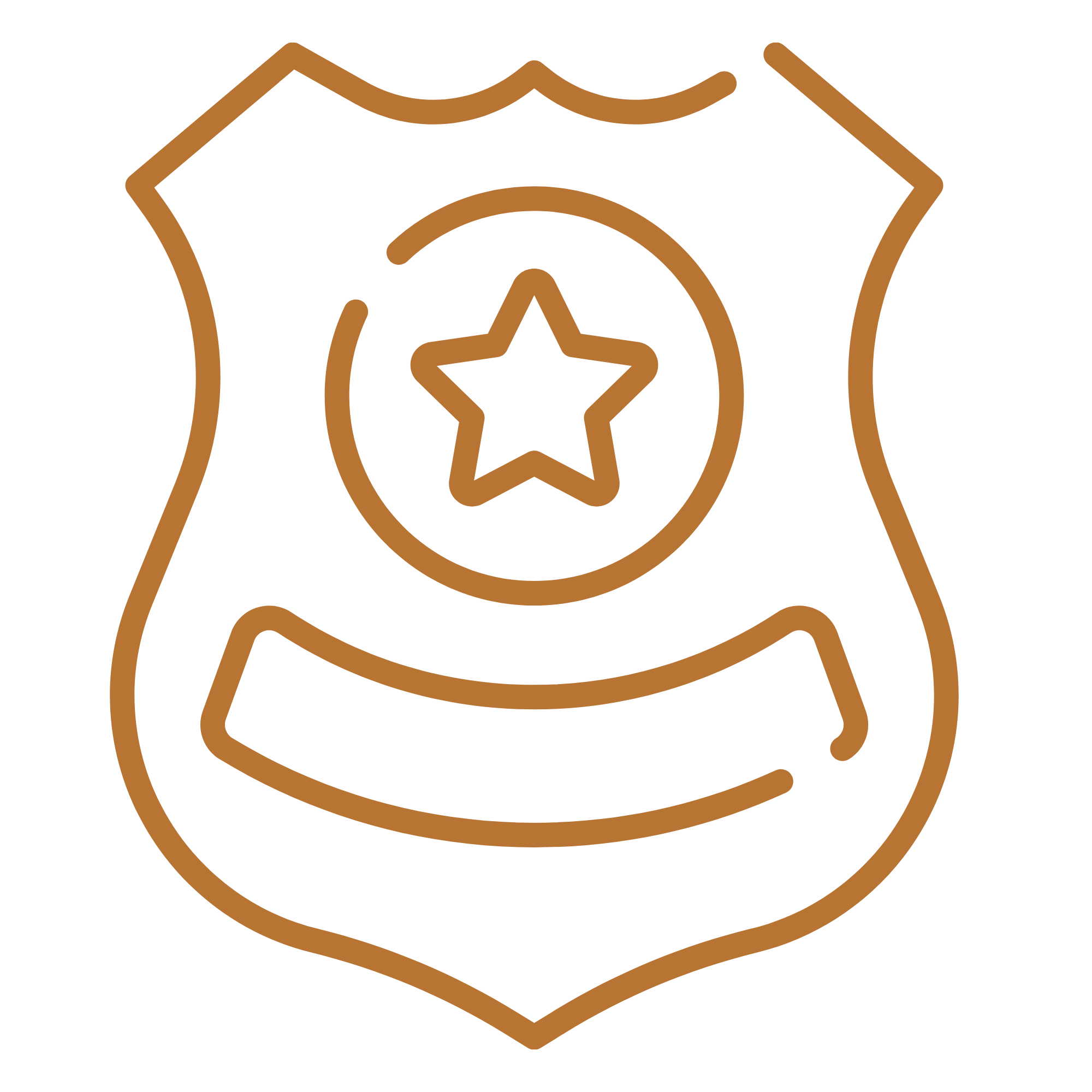 Line drawing of a police badge with a star inside a circle