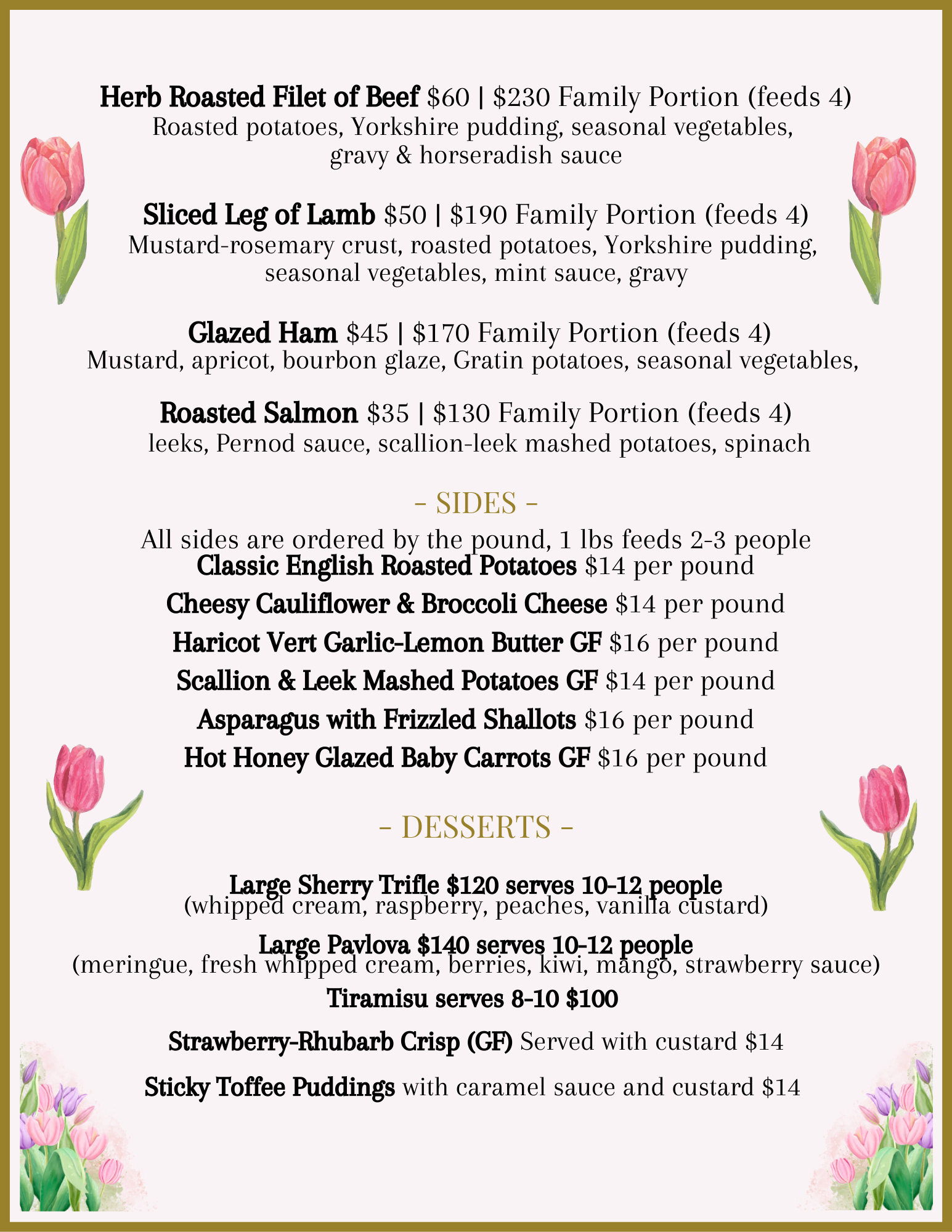 EASTER MENU CONTINUED