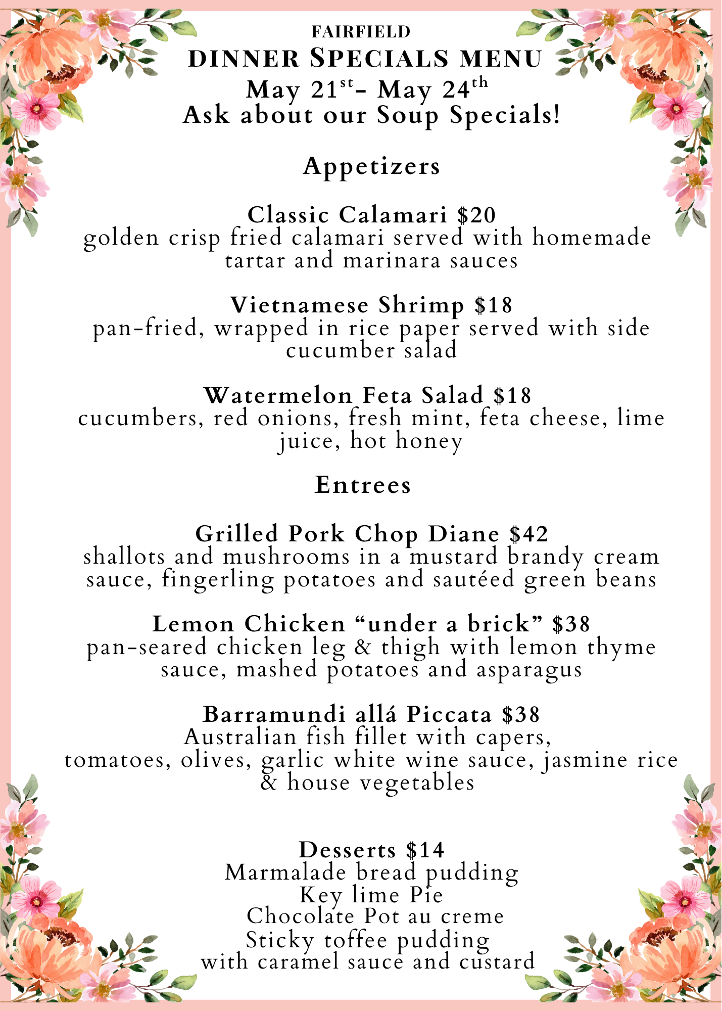 Fairfield Dinner